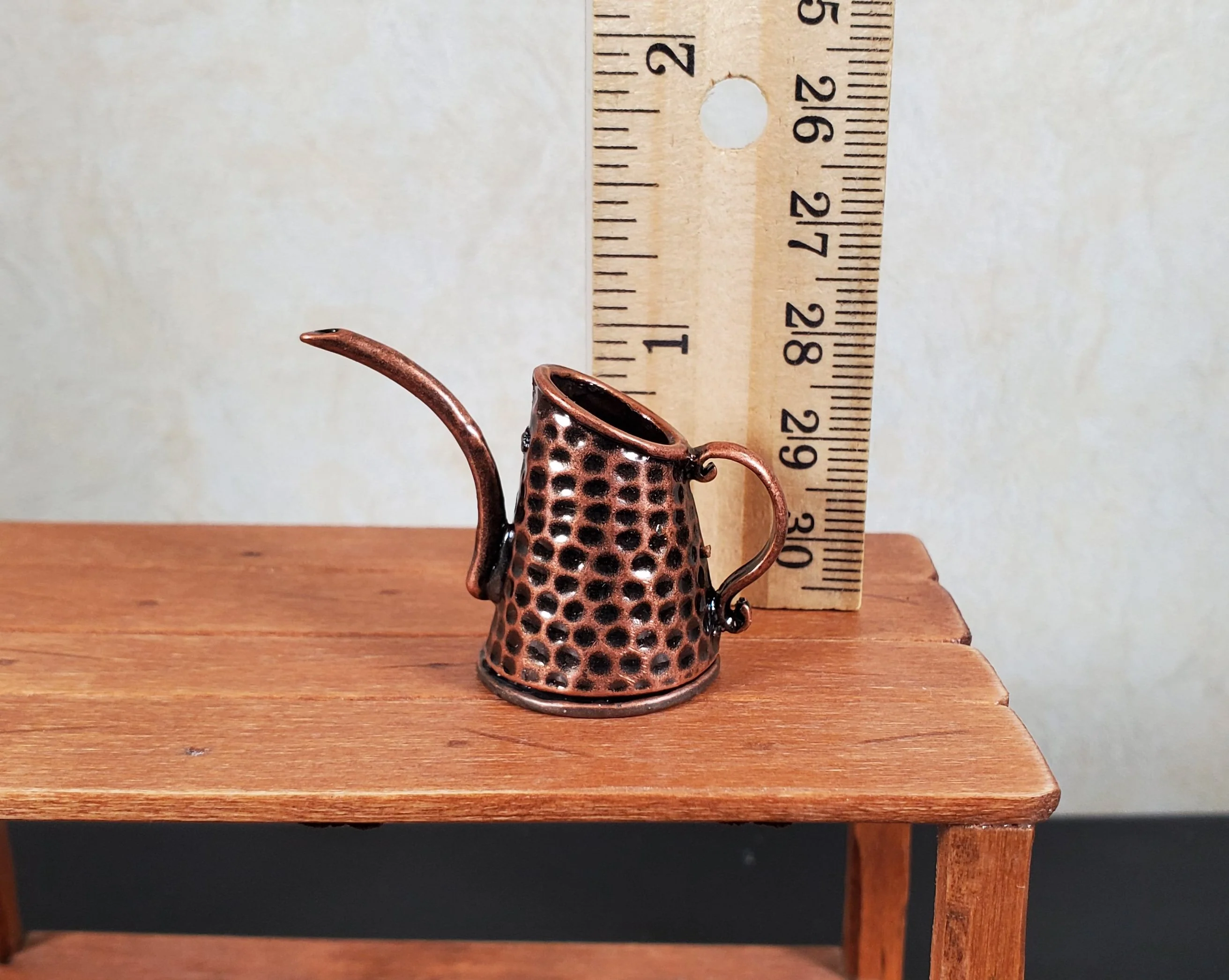 Dollhouse Metal Watering Can Hammered Copper Look 1:12 Scale Miniature Garden - Image 3