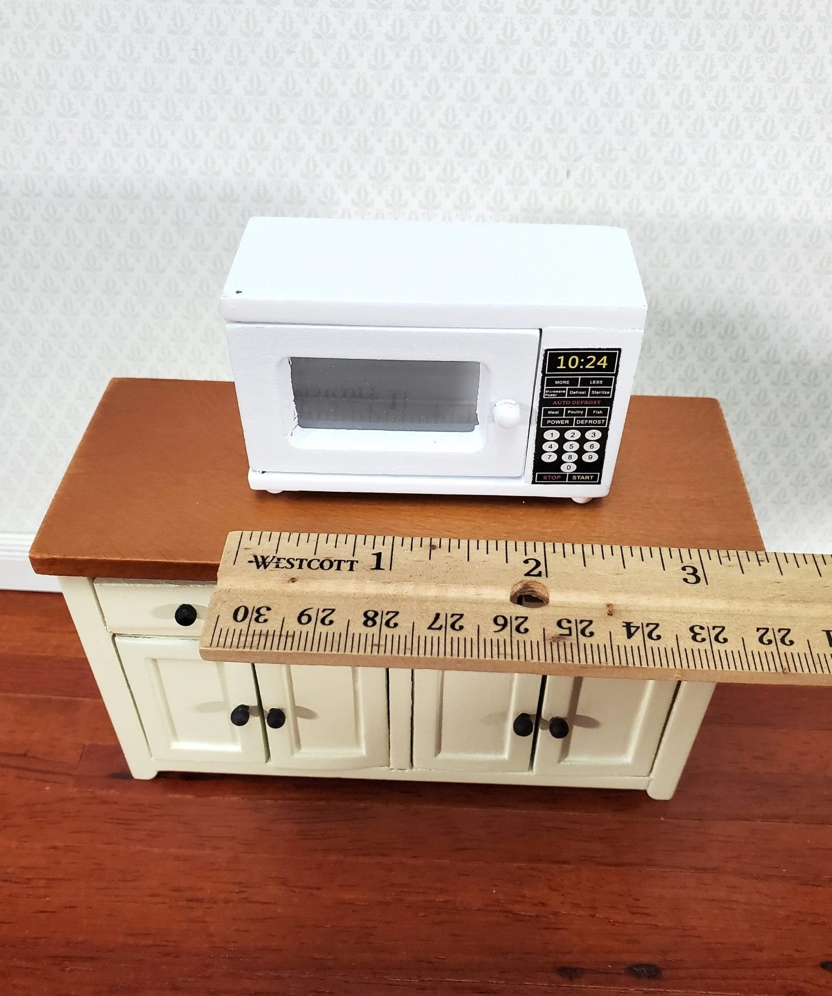 Dollhouse Microwave Oven Modern Wood with Opening Door 1:12 Scale Kitchen Accessories - Image 5