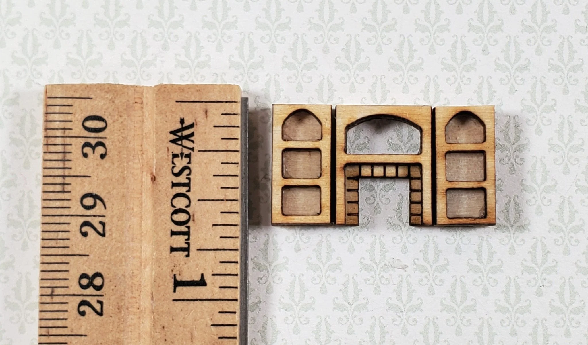 Dollhouse Miniature 1:144 Scale Fireplace and Bookcase Set KIT DIY - Image 5