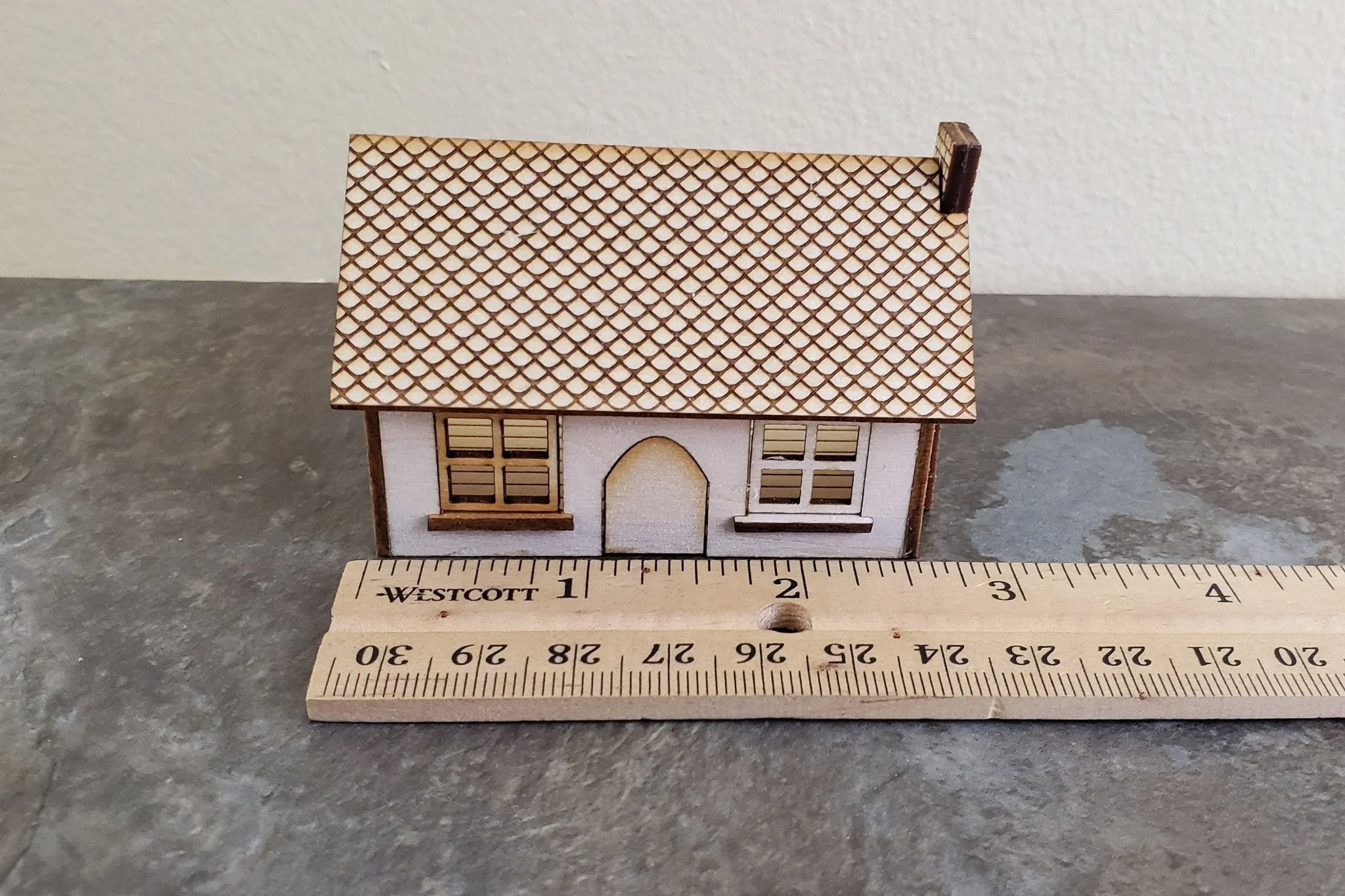 Dollhouse Miniature 1:144 Scale Kit House 1 1/2 Story with Chimney - Image 5