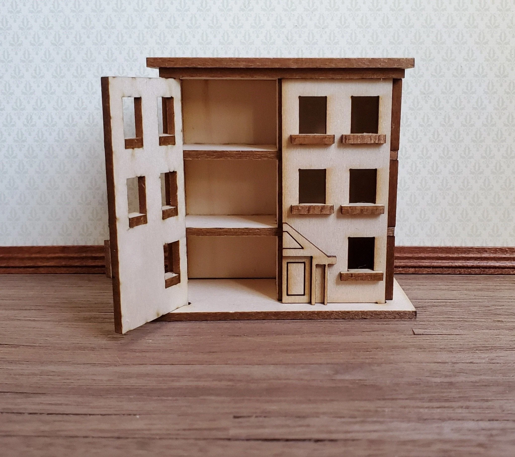 Dollhouse Miniature 1:144 Scale Kit House 3 Story Front Opening 6 Rooms - Image 3
