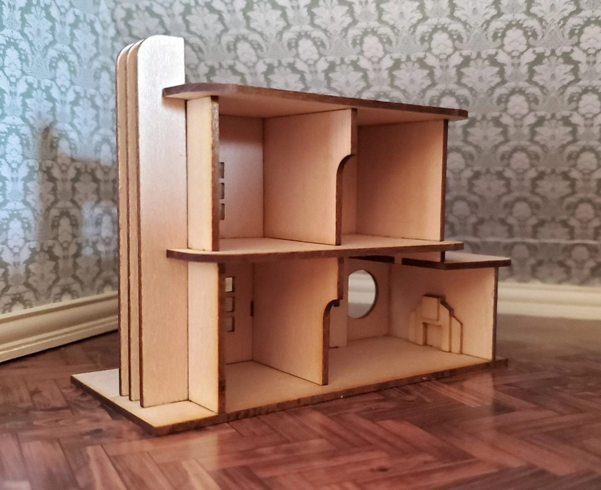 Dollhouse Miniature 1:144 Scale KIT House Art Deco Style With Fireplace - Image 3