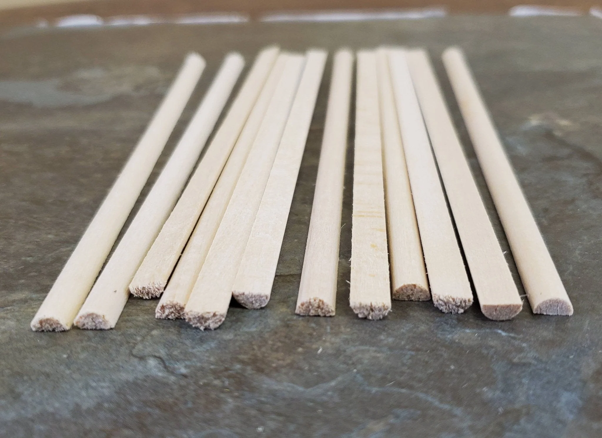 Dollhouse Miniature 6" Scrap Trim Half Round 1/4" wide 12 Pieces 1:12 Scale Flat Back
