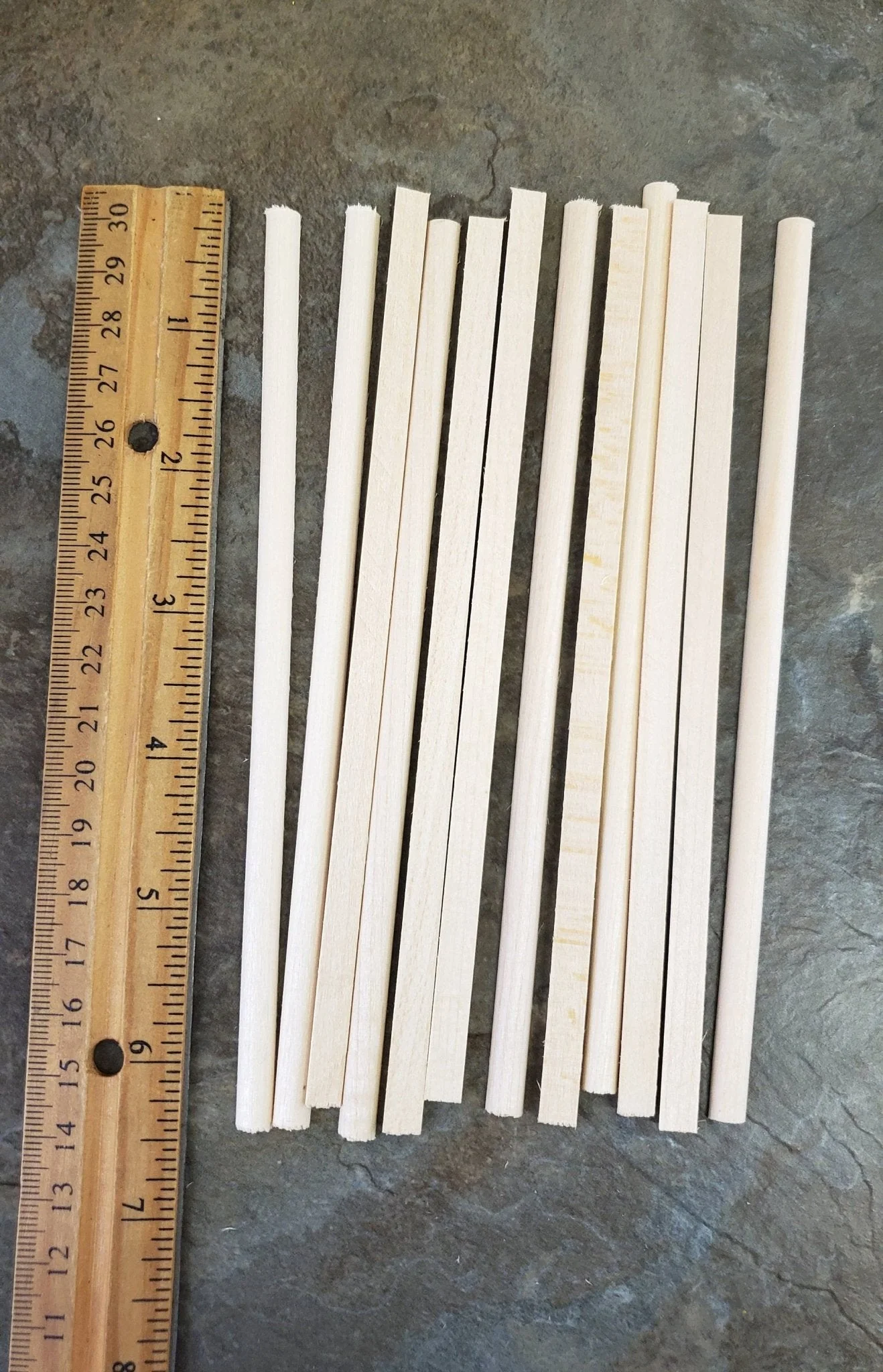 Dollhouse Miniature 6" Scrap Trim Half Round 1/4" wide 12 Pieces 1:12 Scale Flat Back - Image 2
