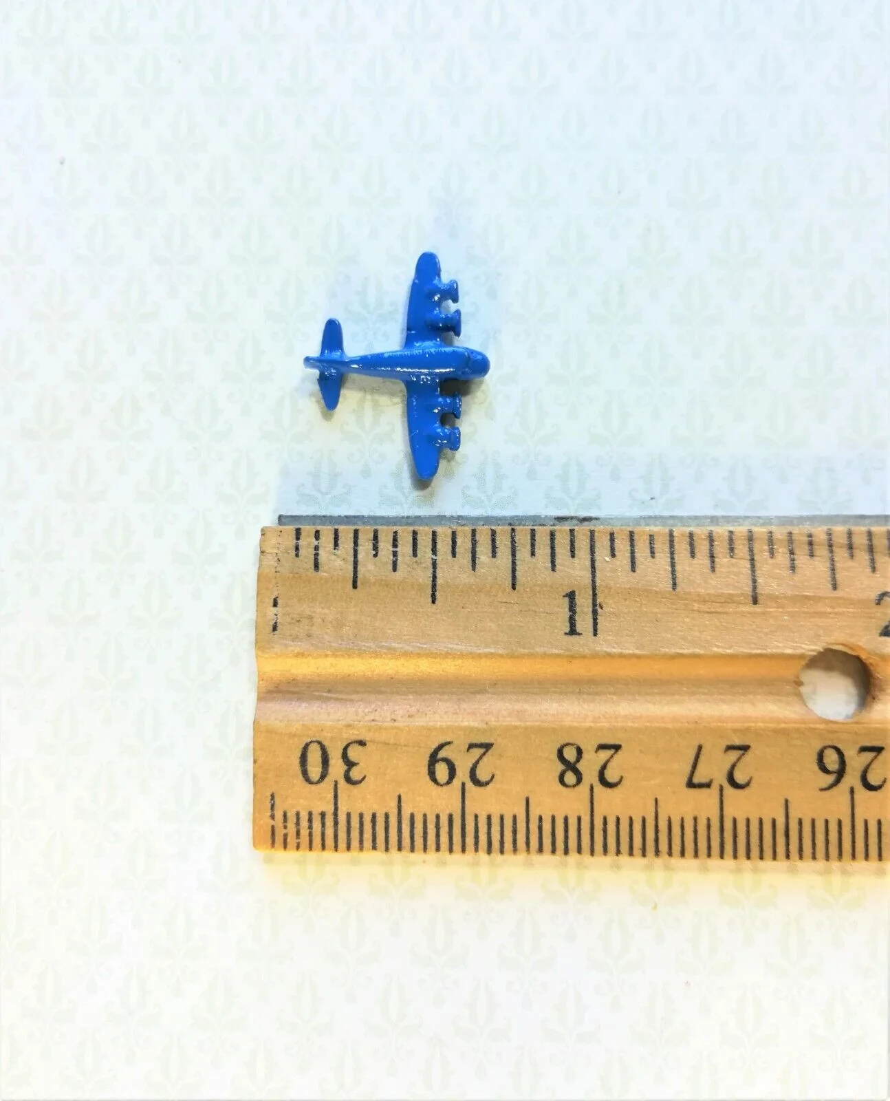 Dollhouse Miniature Airplane Toy Tiny Blue Painted Metal 1:12 Scale Plane - Image 2