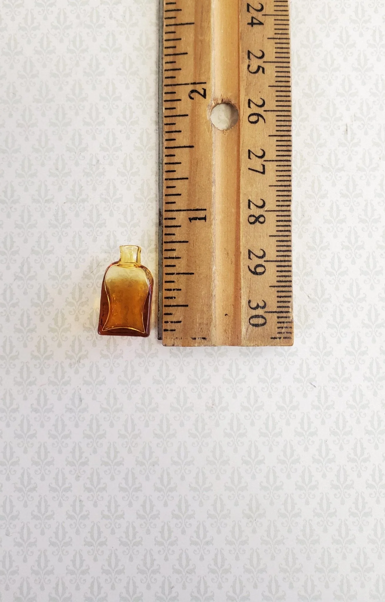 Dollhouse Miniature Amber Bottle Jar Vase Square Bottom 11/16" 1:12 Scale - Image 2