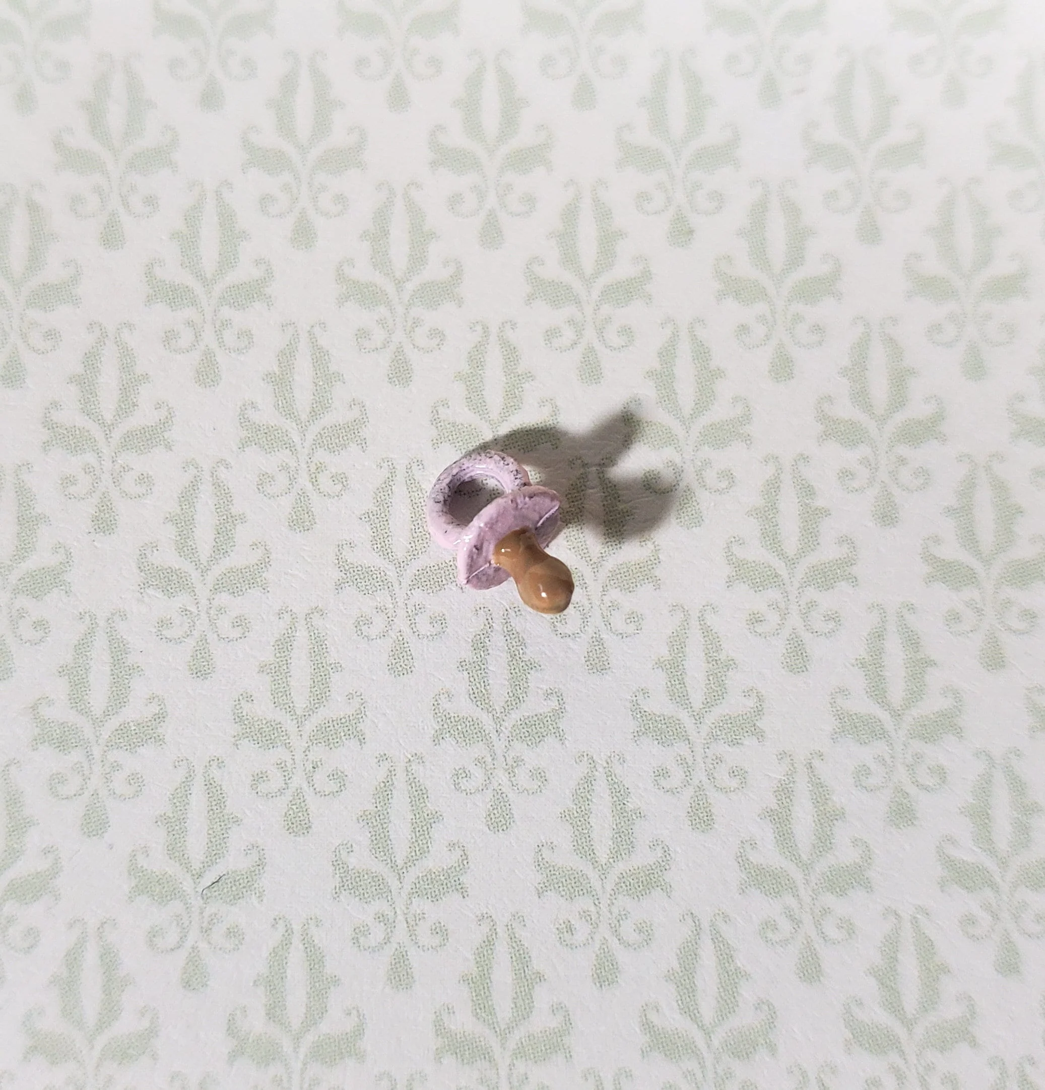 Dollhouse Miniature Baby Pacifier PINK 1:12 Scale Nursery Tiny Painted Metal