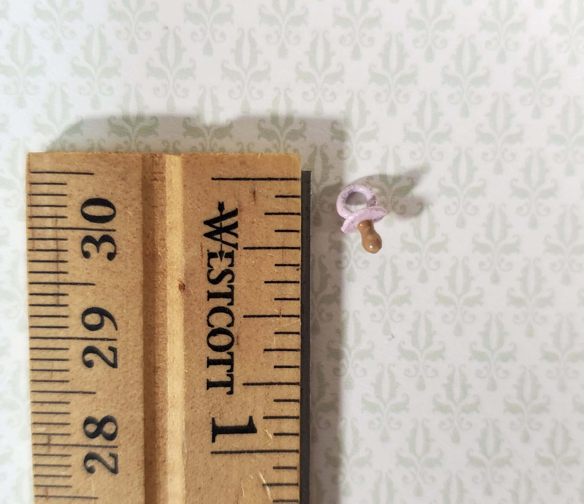 Dollhouse Miniature Baby Pacifier PINK 1:12 Scale Nursery Tiny Painted Metal - Image 3