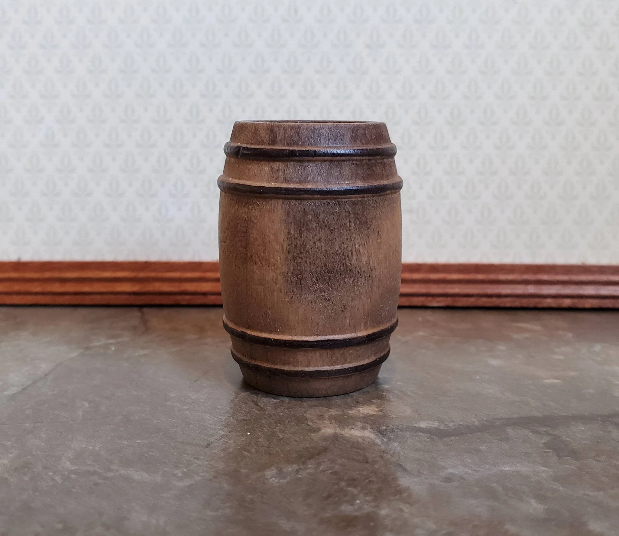 Dollhouse Miniature Barrel Small Distress Painted Wood 1:12 Scale Wooden Keg