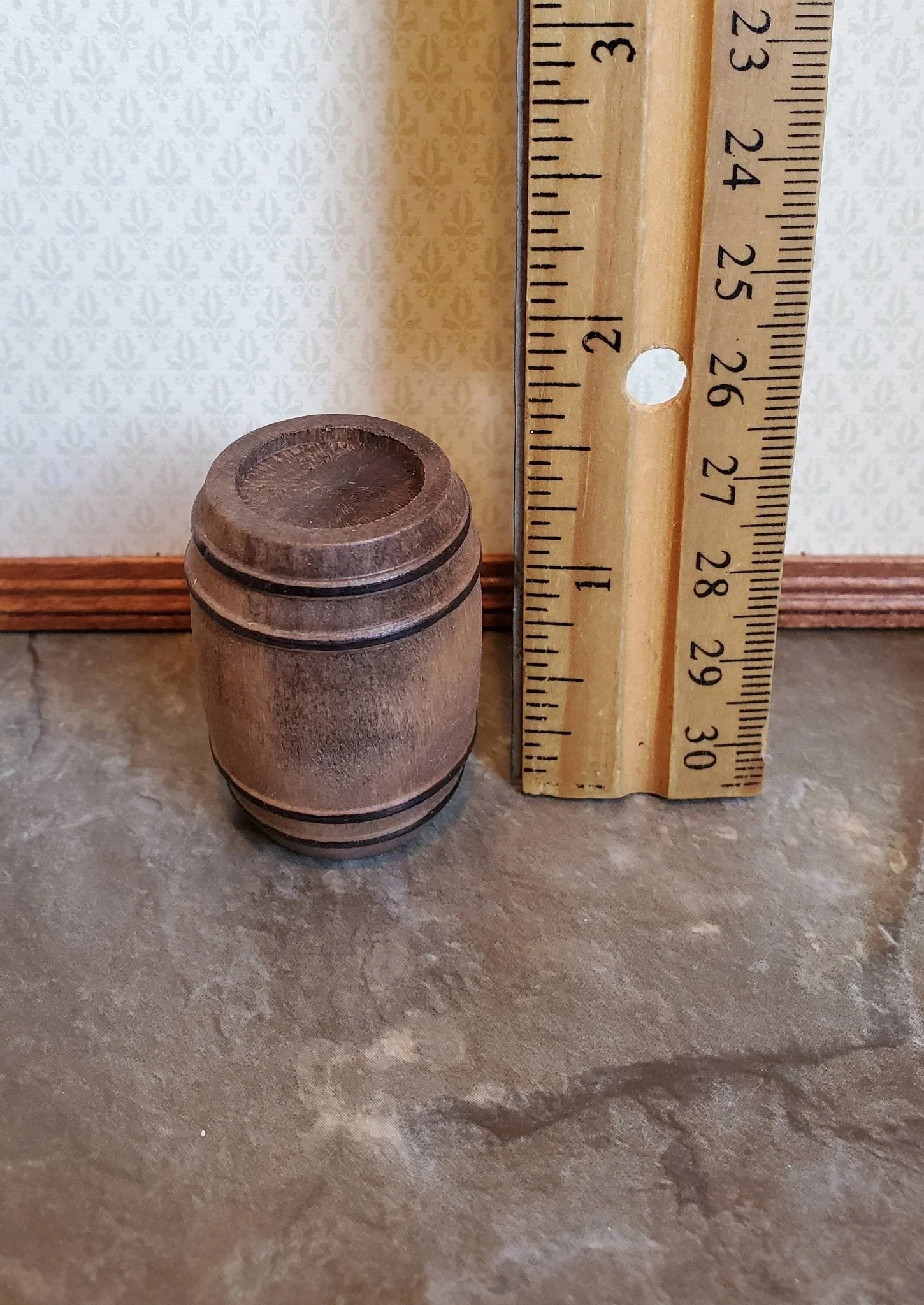 Dollhouse Miniature Barrel Small Distress Painted Wood 1:12 Scale Wooden Keg - Image 2
