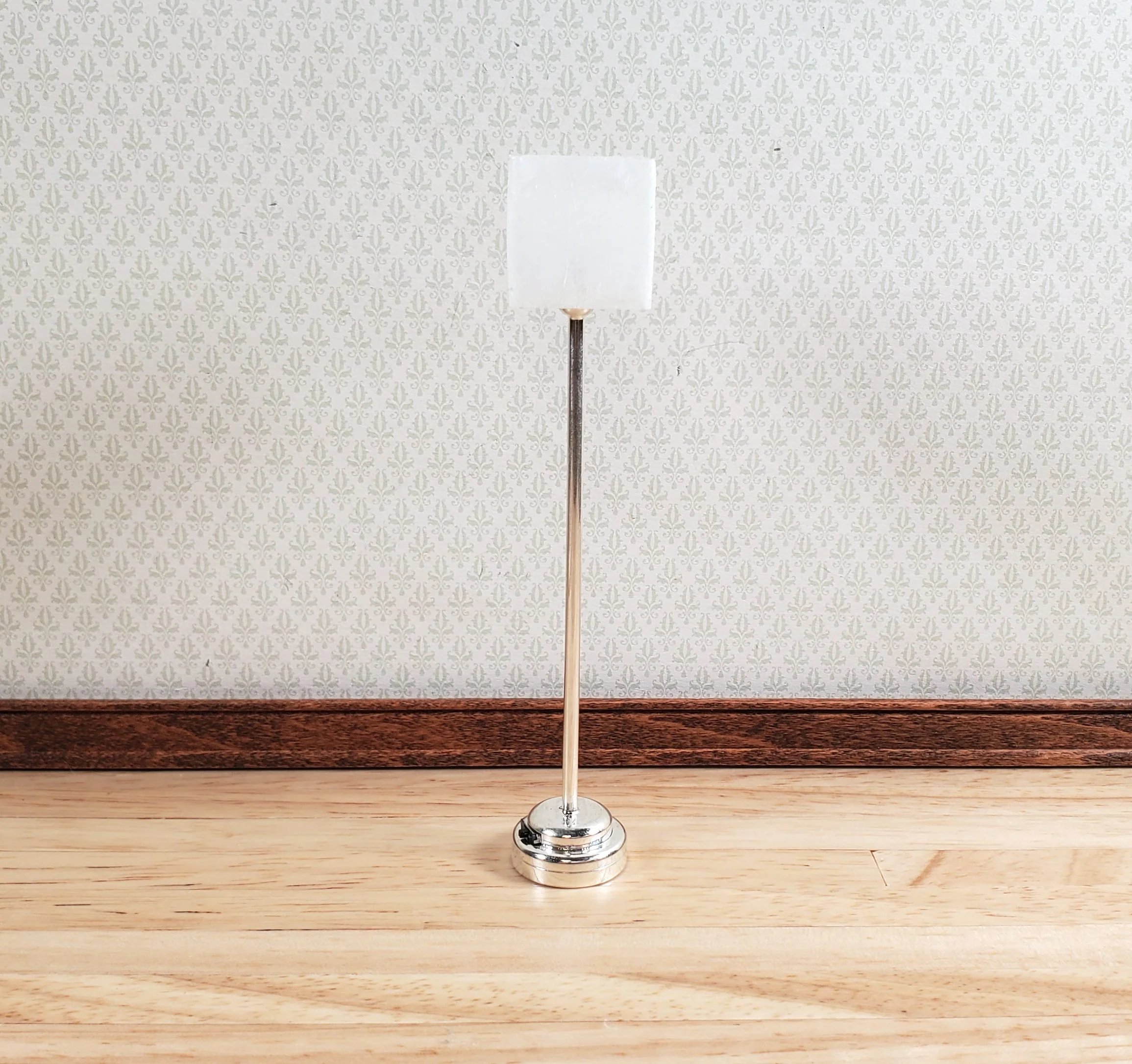 Dollhouse Miniature Battery Light Modern Floor Lamp Silver 1:12 Scale - Image 3