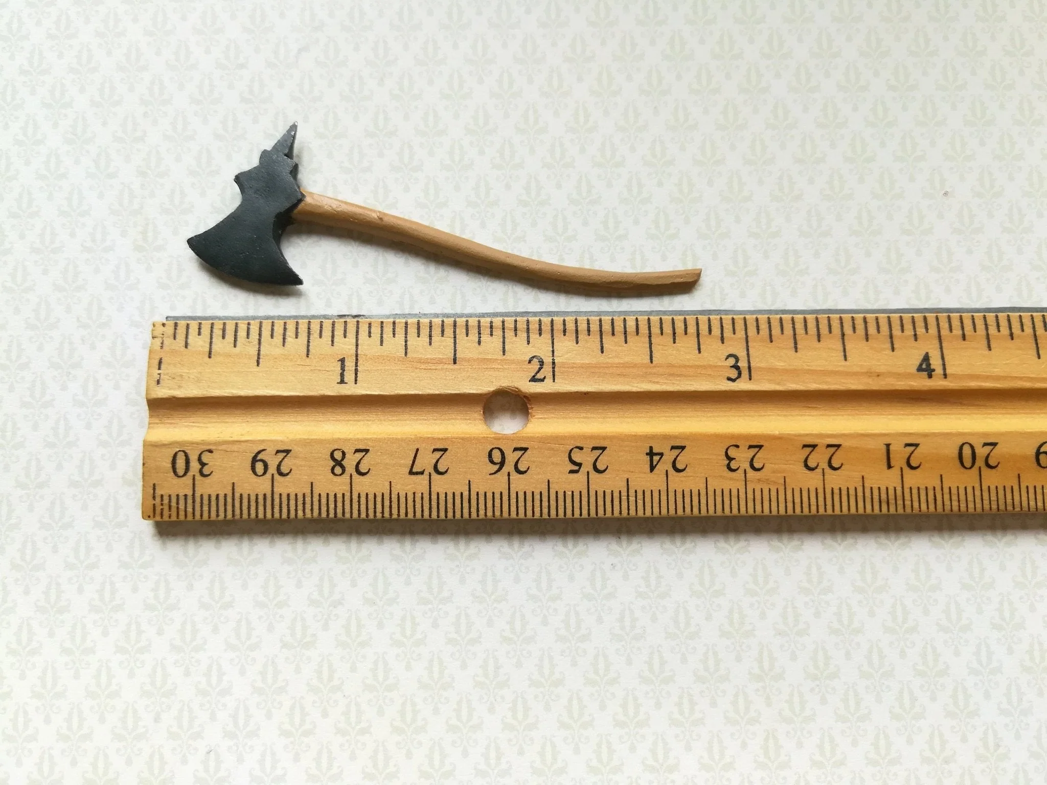 Dollhouse Miniature Battle Axe Large 1:12 Scale Pewter Curved Handle - Image 2