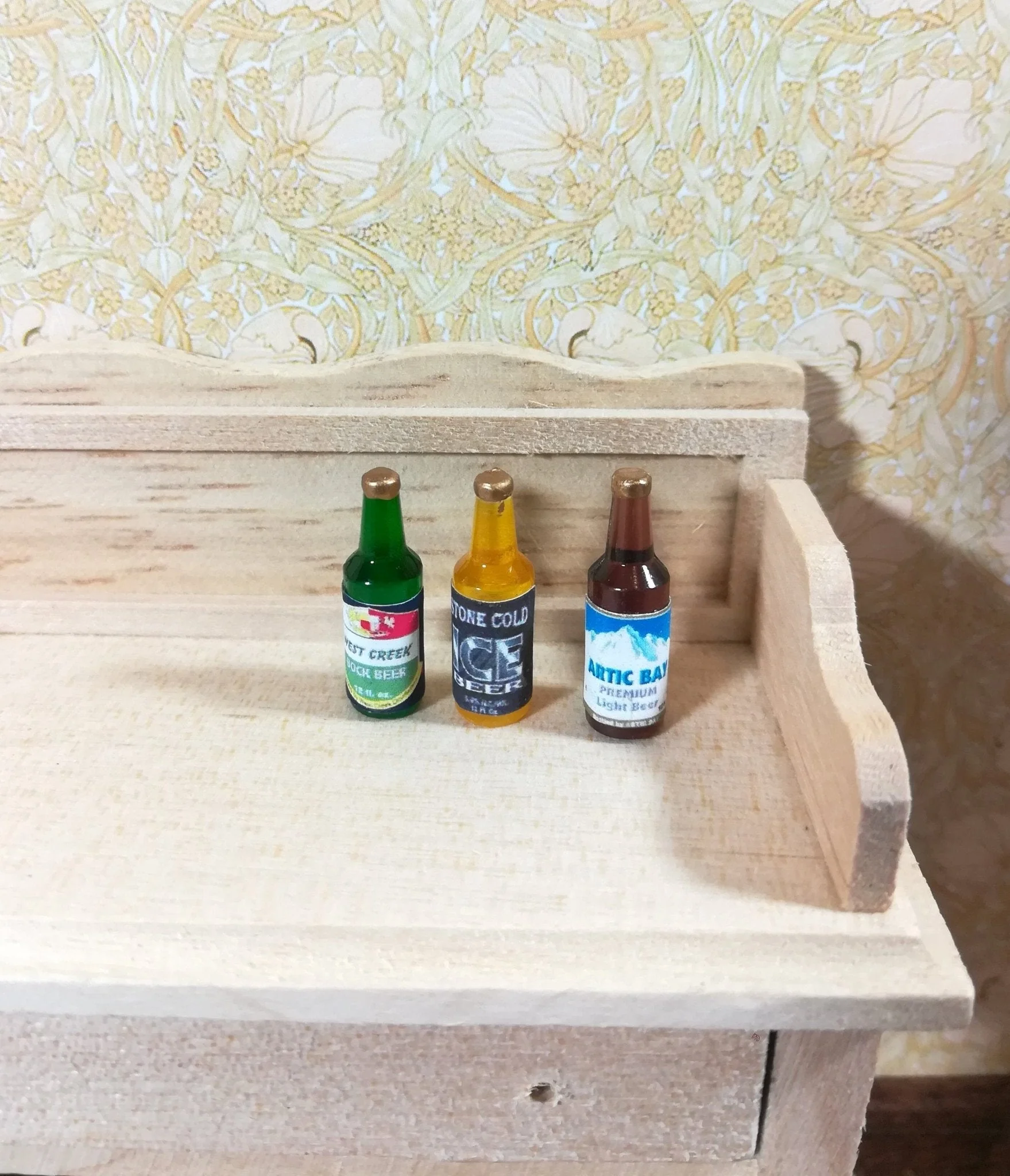 Dollhouse Miniature Beer Bottles x3 Tiny Bottles 1:12 Scale Drinks