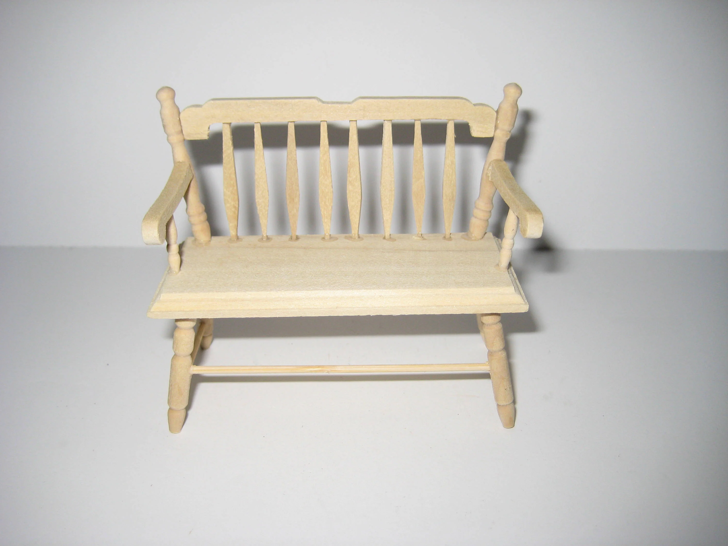 Dollhouse Miniature Bench Colonial Style 1:12 Scale Furniture Unpainted - Image 2