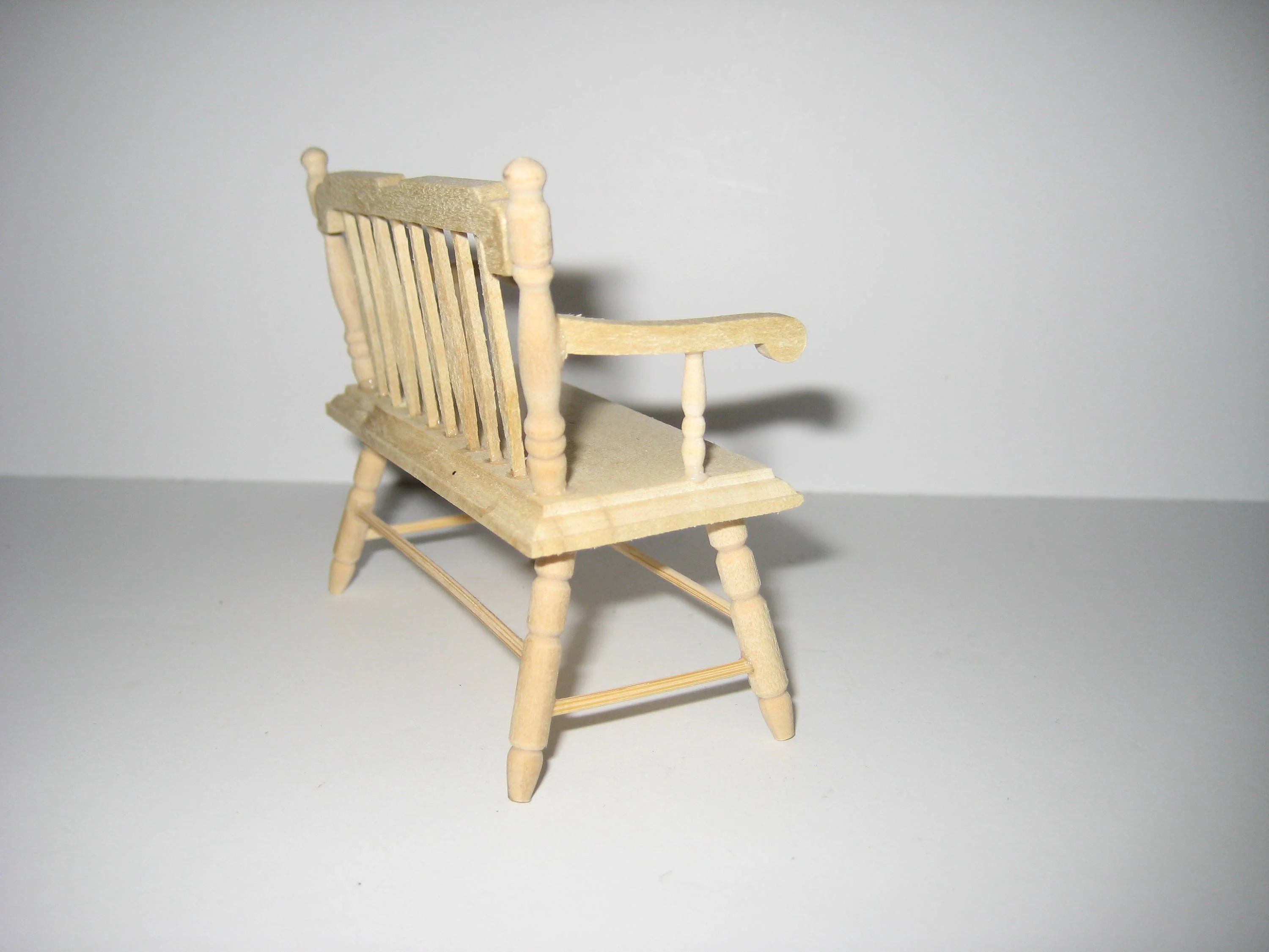 Dollhouse Miniature Bench Colonial Style 1:12 Scale Furniture Unpainted - Image 4