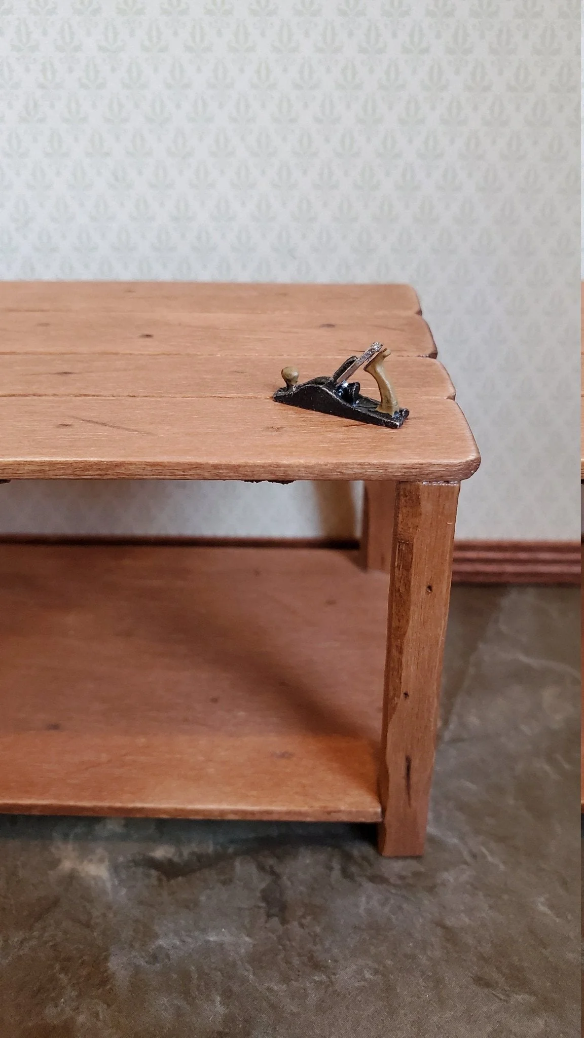 Dollhouse Miniature Bench Plane Wood Planer 1:12 Scale Woodworking Tool Painted Metal - Image 3