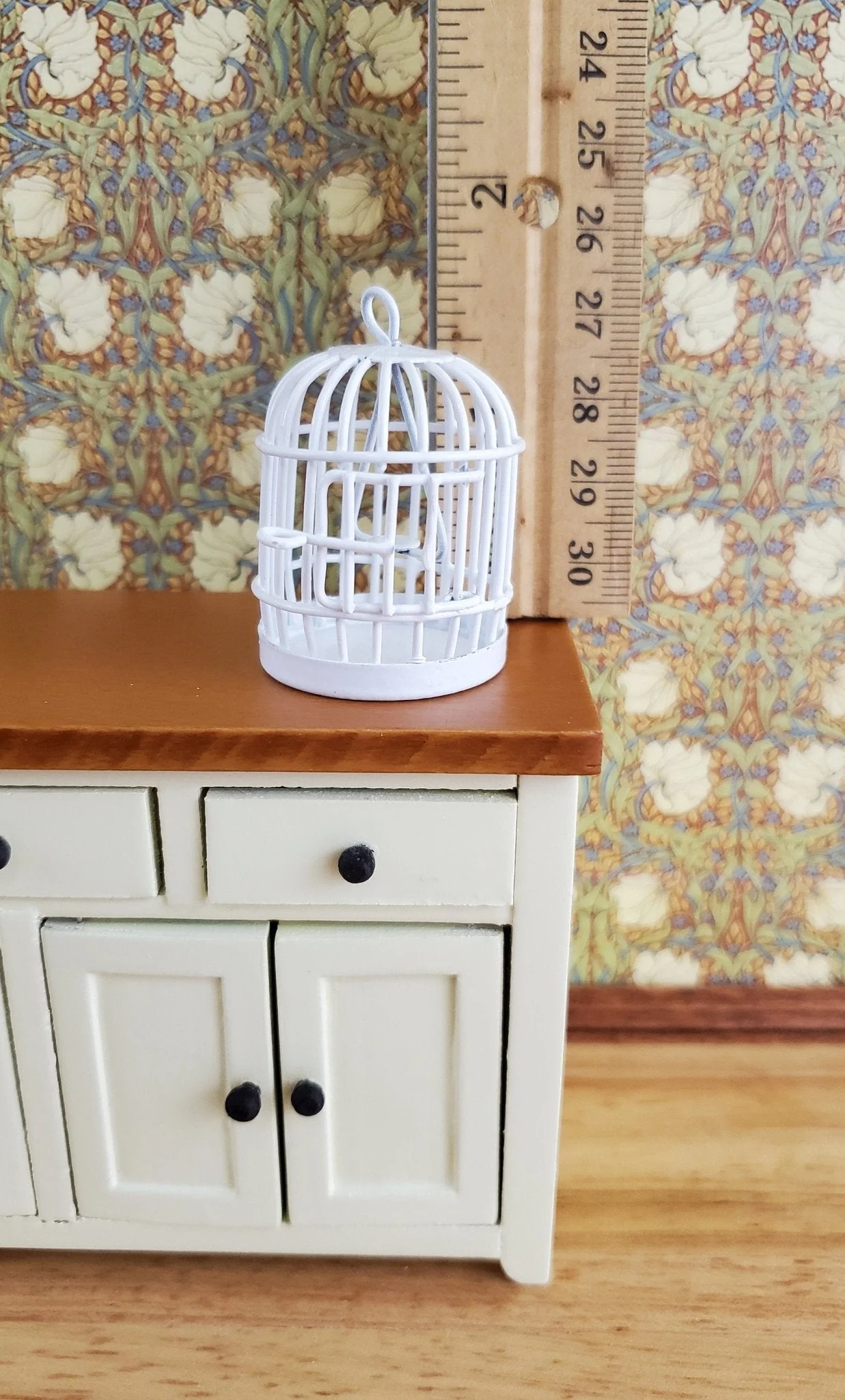 Dollhouse Miniature Birdcage White Metal Opens 1:12 Scale - Image 4