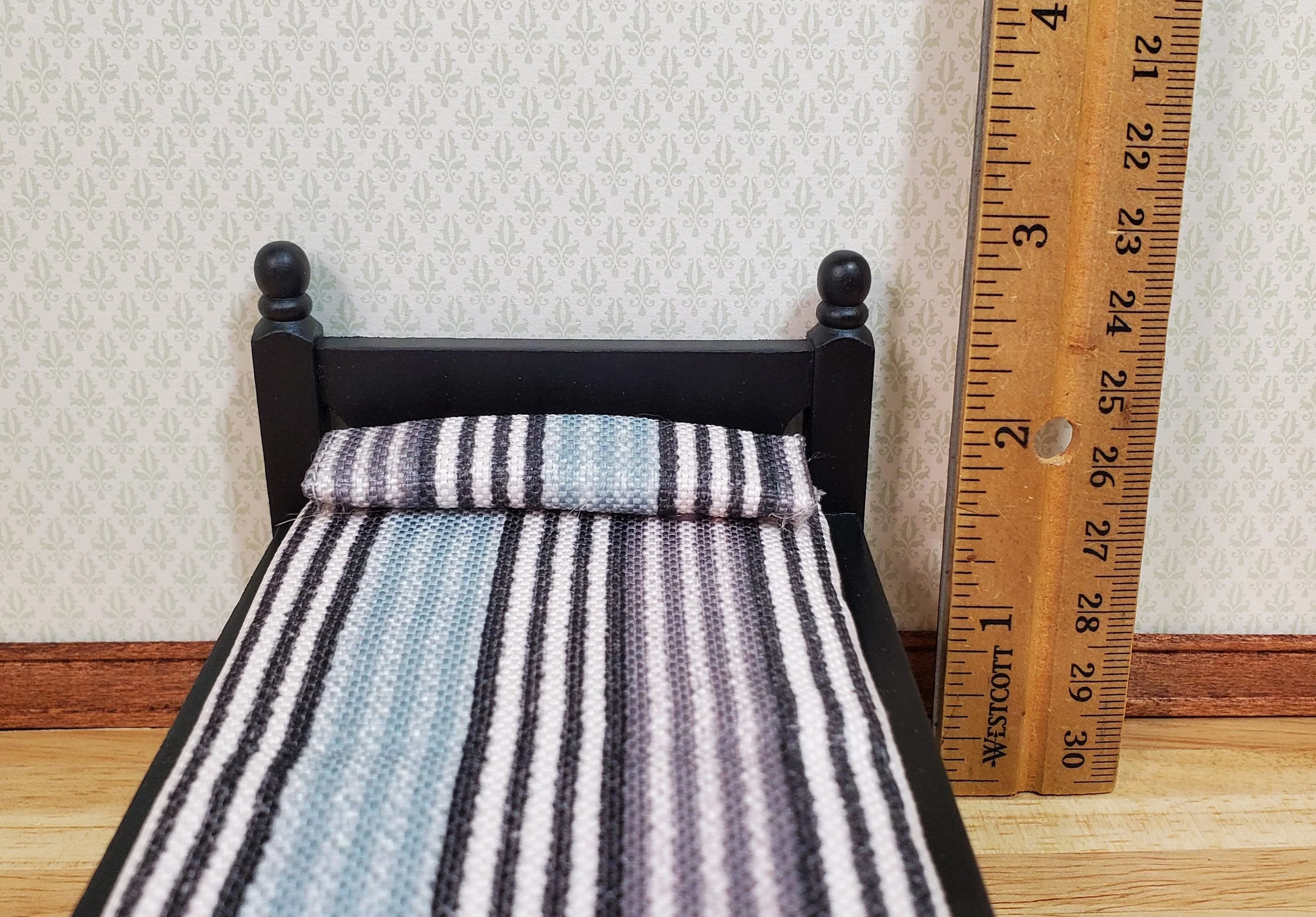 Dollhouse Small Child's Bed Black 1:12 Scale Miniature Furniture Wood - Image 5