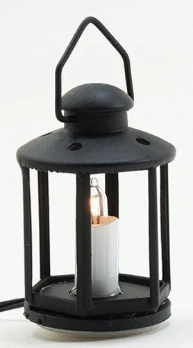 Dollhouse Miniature Black Lantern Light Candle 12 Volt with Plug 1:12 Scale Lighting - Image 2