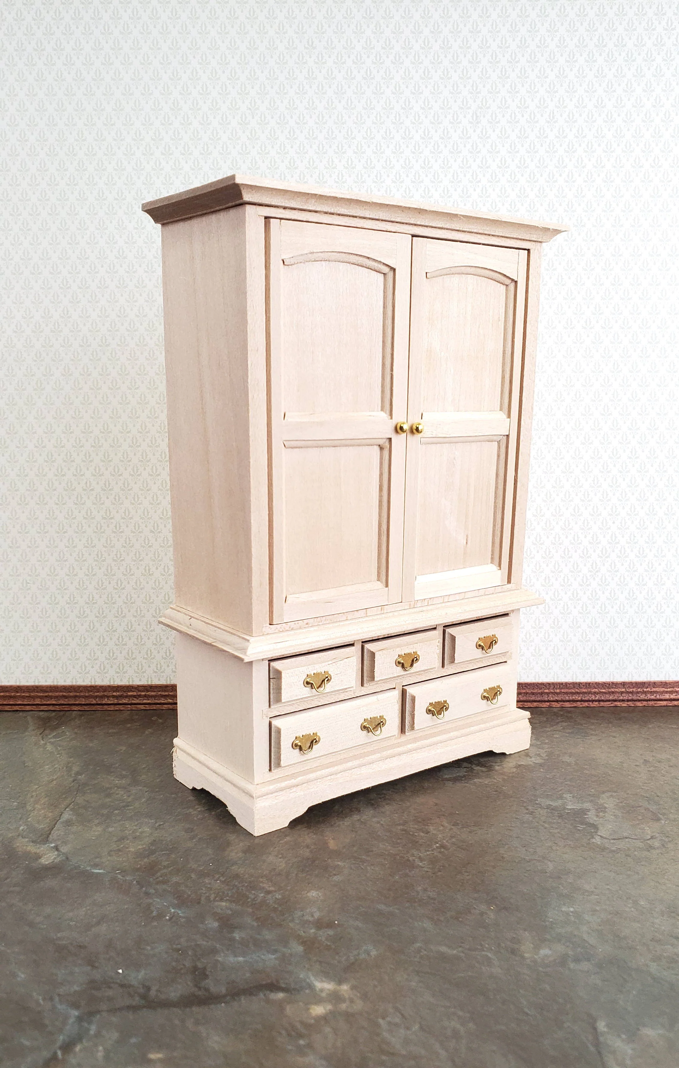 Dollhouse Blanket Cabinet Cupboard Large 1:12 Scale Furniture Unpainted Wood