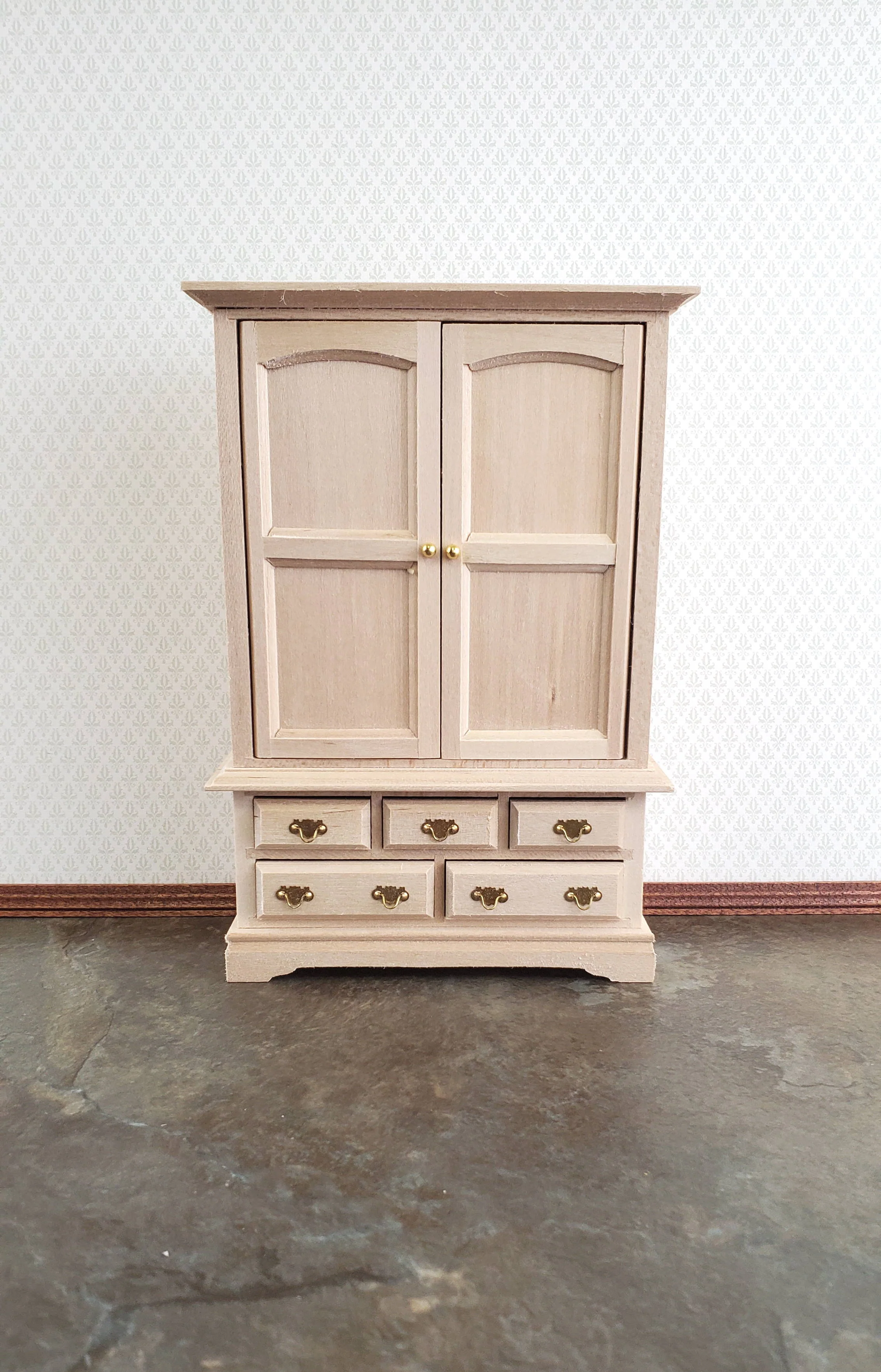 Dollhouse Blanket Cabinet Cupboard Large 1:12 Scale Furniture Unpainted Wood - Image 2