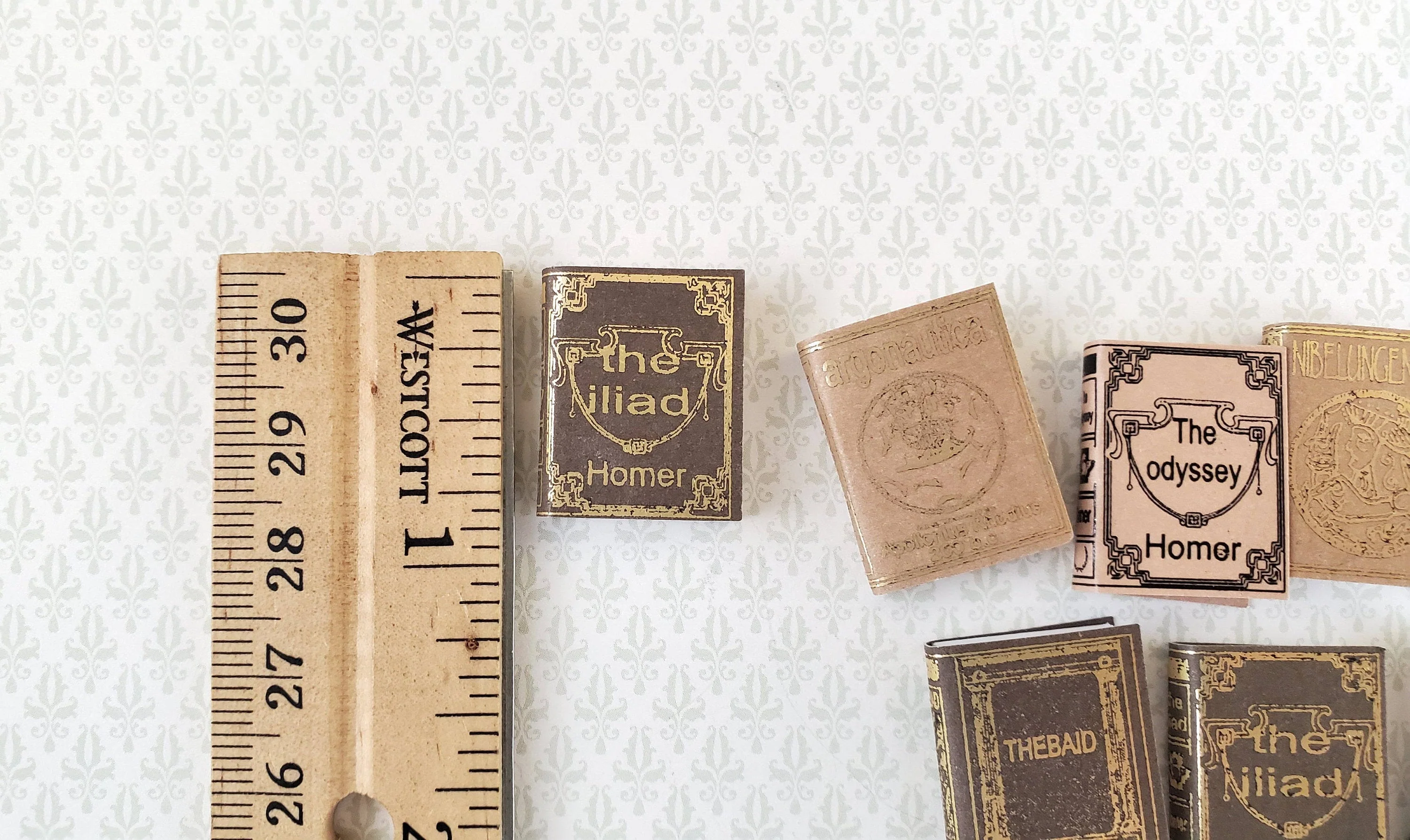 Dollhouse Miniature Book Set x10 Epic Poems 1:12 Scale Books (blank inside) - Image 3