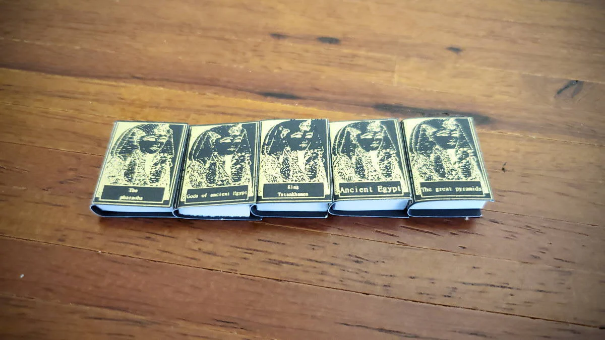 Dollhouse Miniature Book Set x5 Ancient Egypt 1:12 Scale (blank inside)