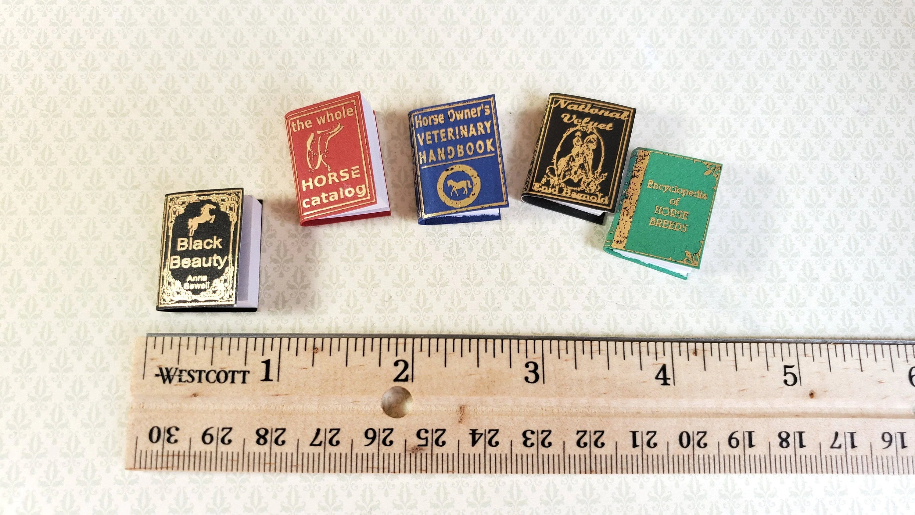 Dollhouse Miniature Book Set x5 Horse Lovers Set 1:12 Scale (blank inside) - Image 2