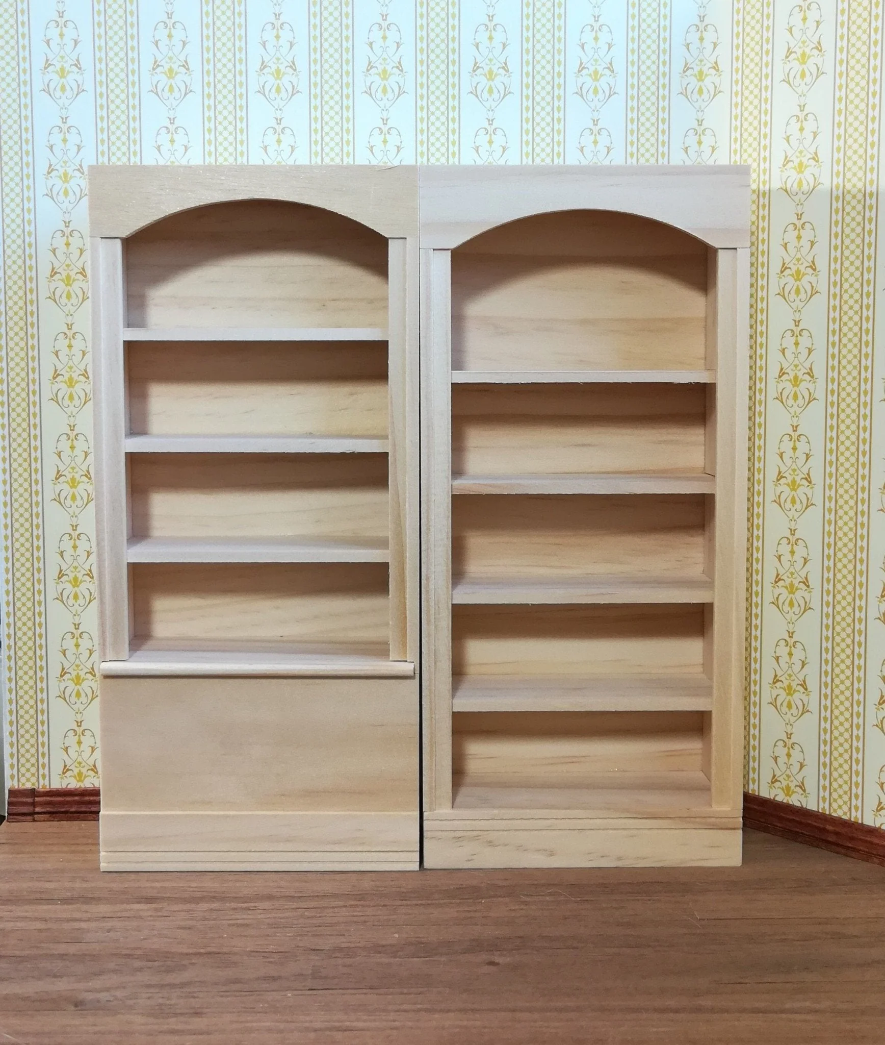 Dollhouse Bookcase Bookshelf 5 Shelf 1:12 Scale Miniature Unpainted Wood - Image 3