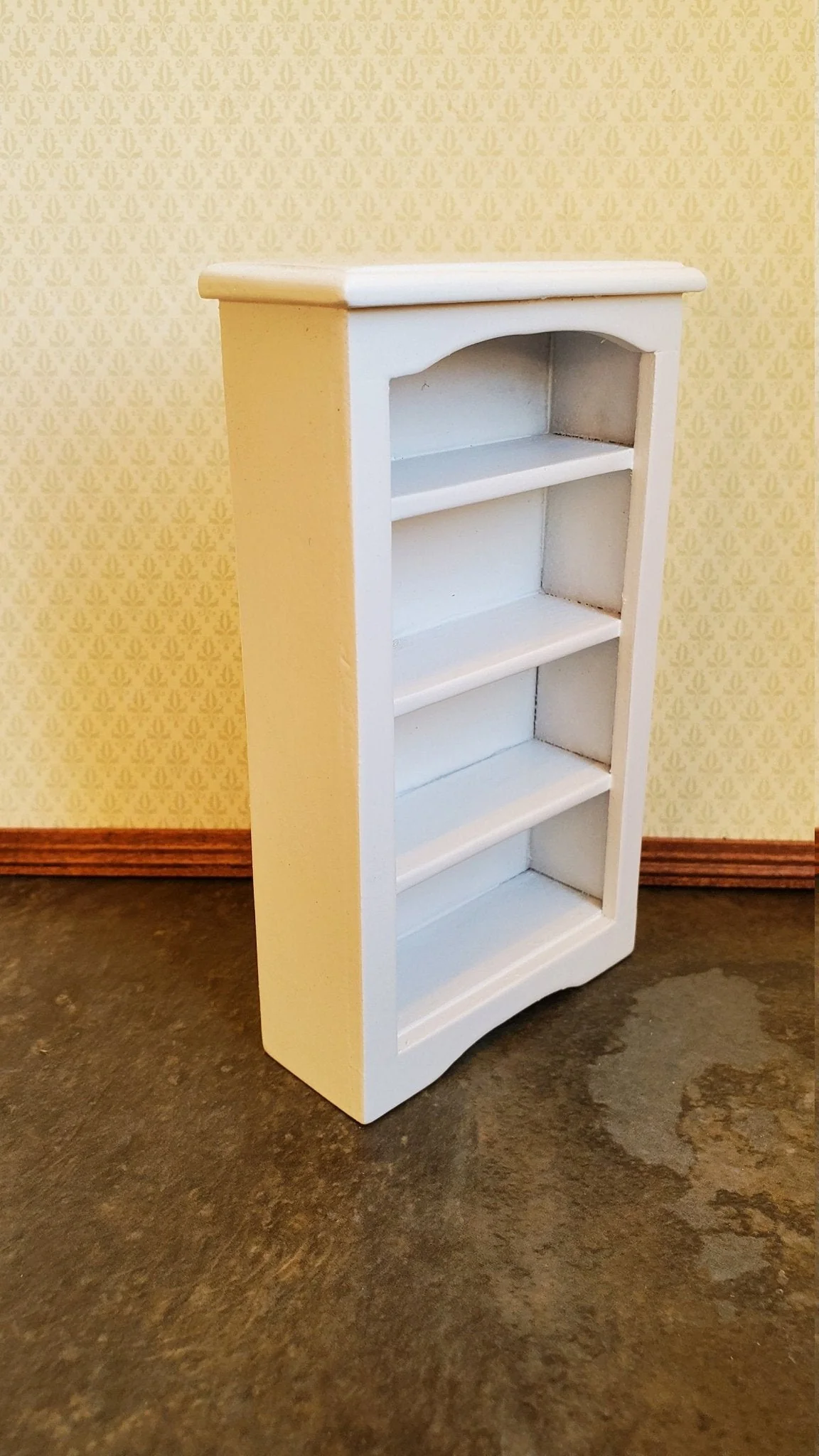 Dollhouse Miniature Bookcase Small White Wood 1:12 Scale 4 5/8" - Image 2