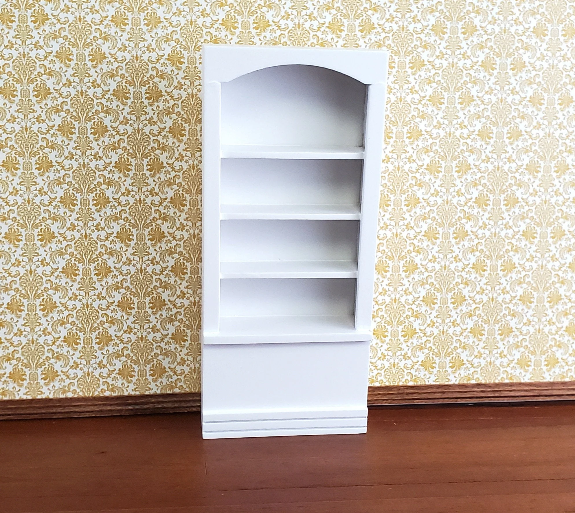 Dollhouse Miniature Bookshelf Tall 4 Shelves White Finish 1:12 Scale Furniture Bookcase - Image 2