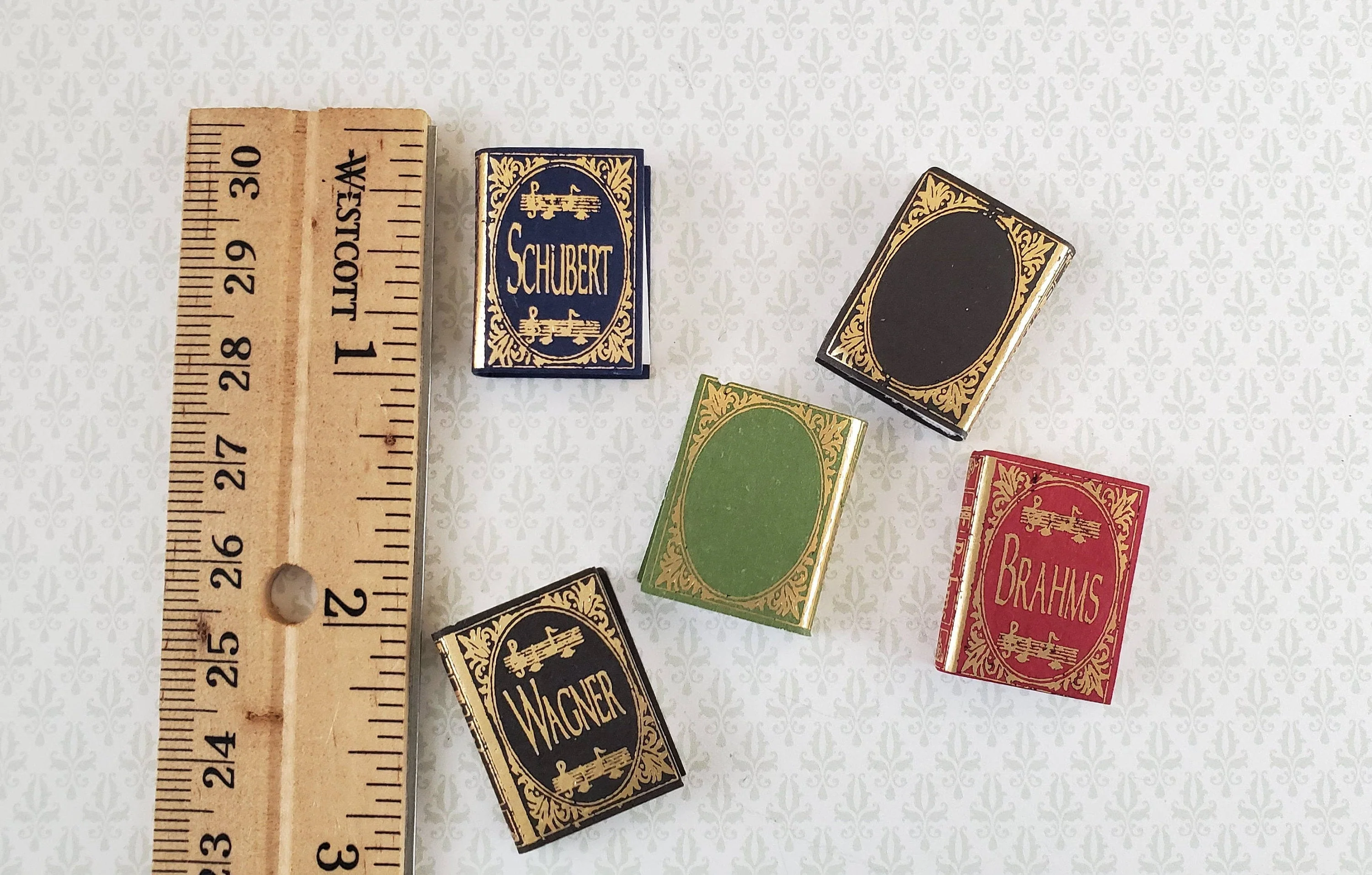 Dollhouse Miniature Books x5 Composers Set 1:12 Scale (blank inside) - Image 2