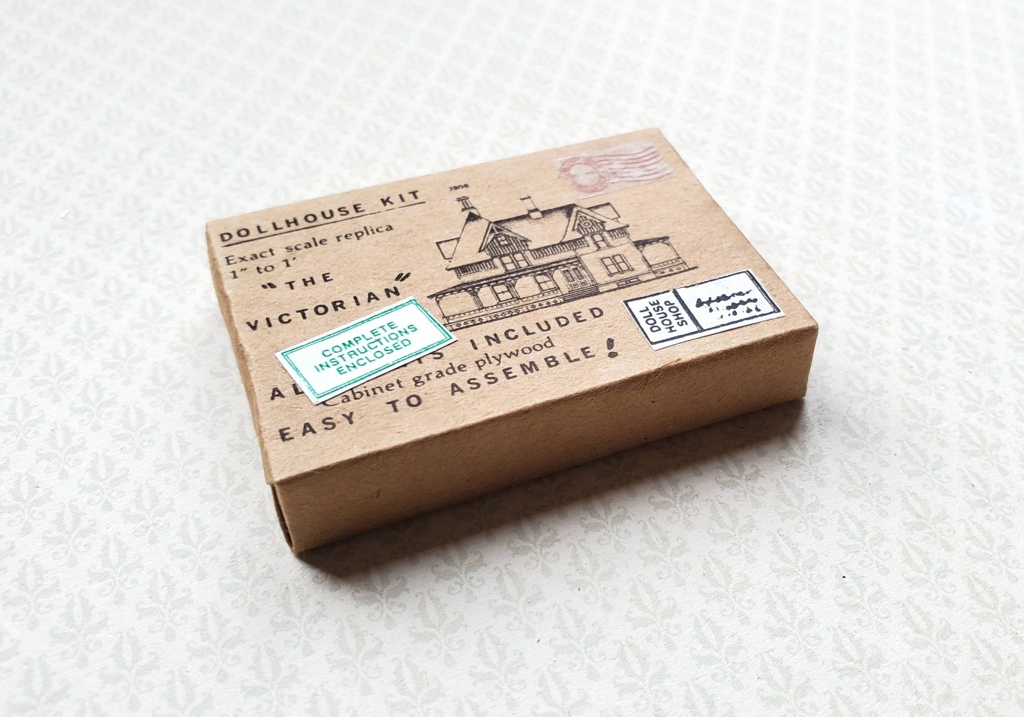 Dollhouse Miniature Box Kit (faux) Paper Wrapped Box "The Victorian" 1:12 Scale Wood - Image 2