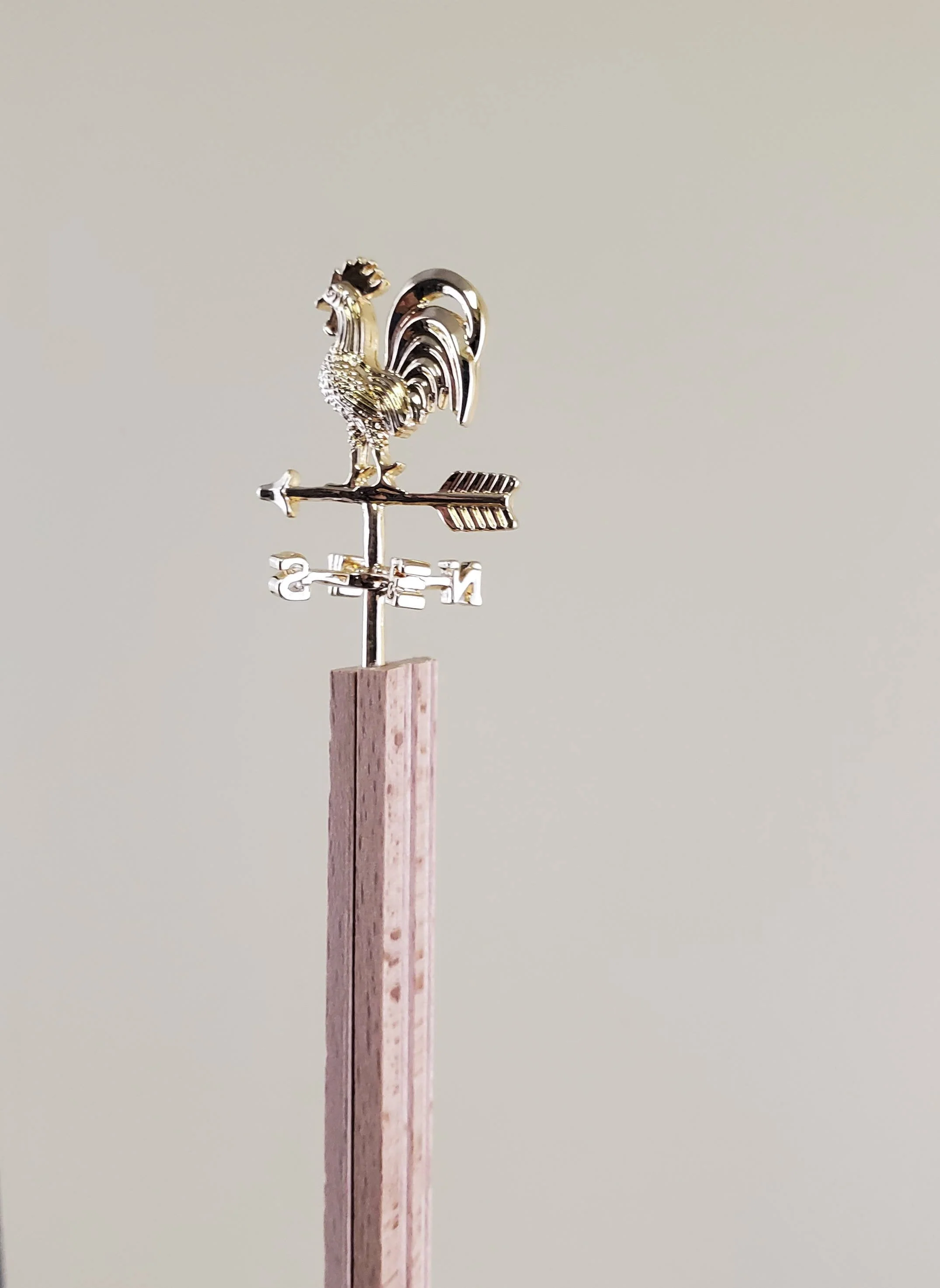 Dollhouse Small Brass Rooster Weathervane use in 1:24 HALF SCALE Miniature - Image 2