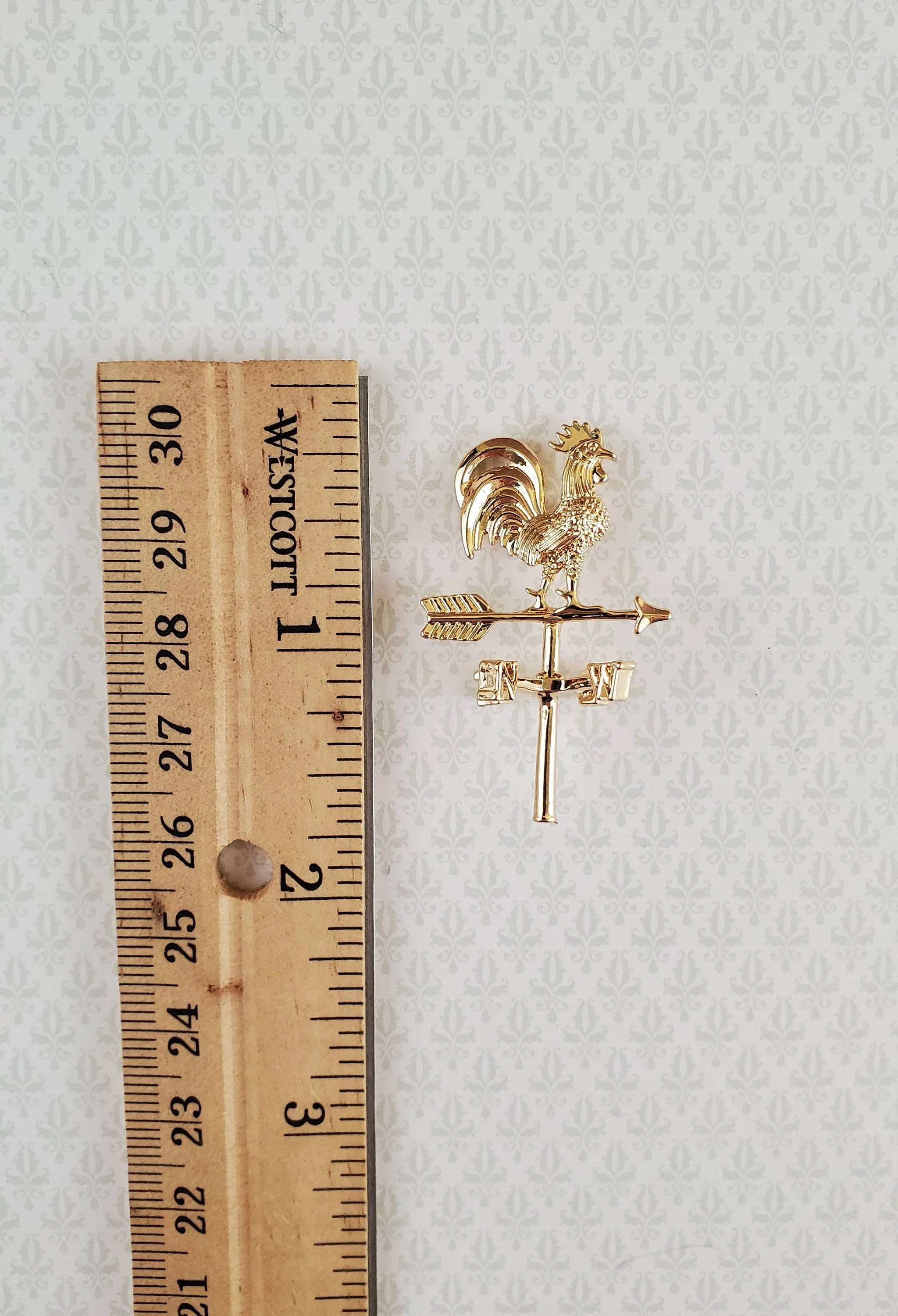 Dollhouse Small Brass Rooster Weathervane use in 1:24 HALF SCALE Miniature - Image 4