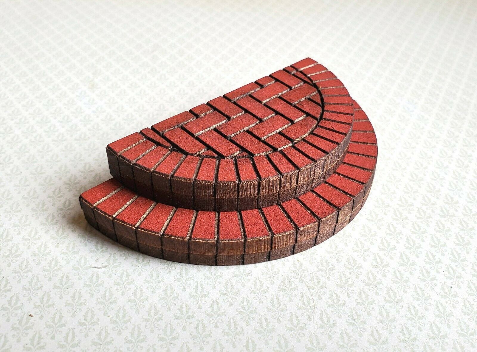 Dollhouse Miniature Brick Step Double Half Round for Entryway Door 1:12 Scale - Image 2