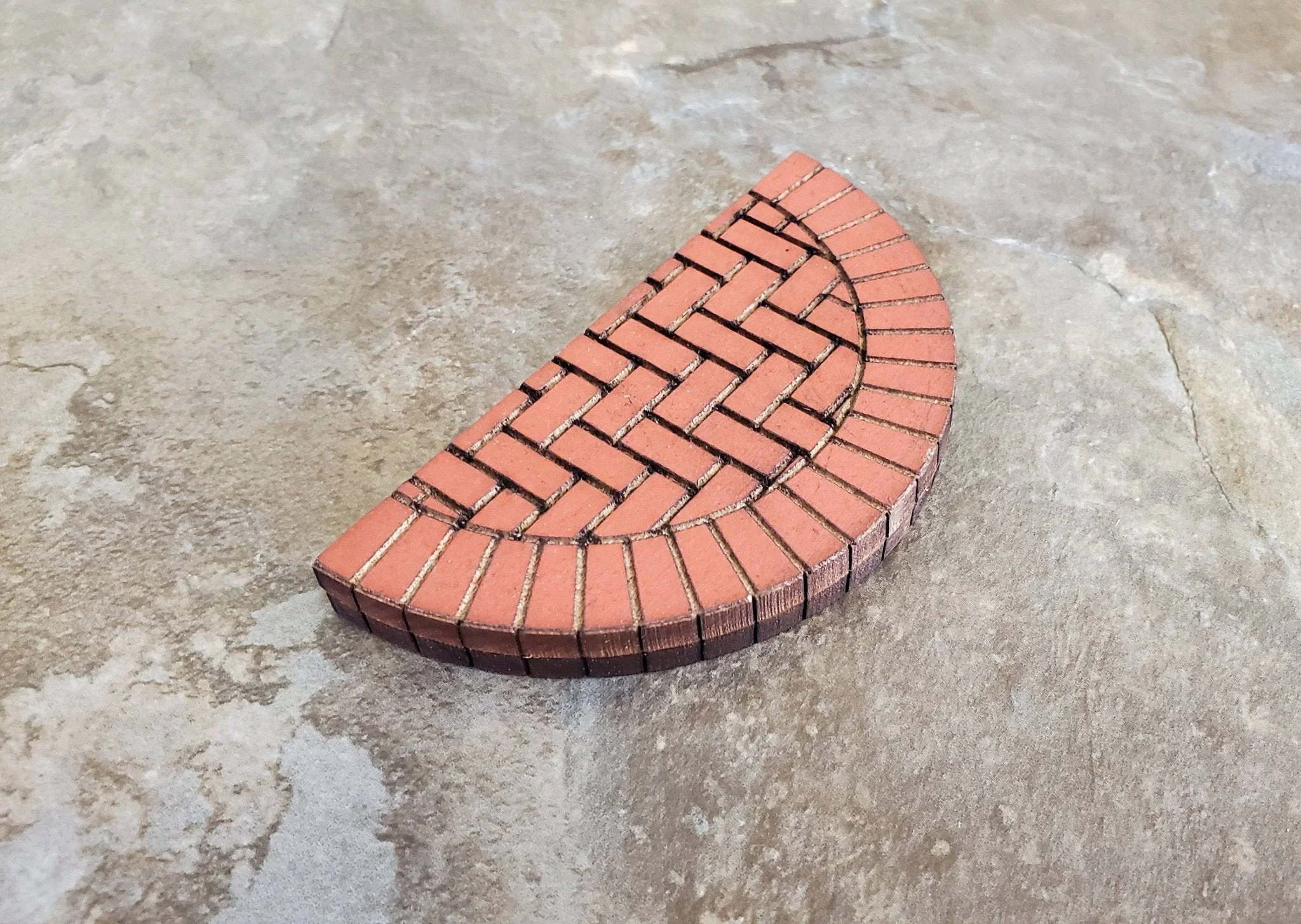 Dollhouse Miniature Brick Step Half Round Exterior for Entryway Door 1:12 Scale 3.75" - Image 2