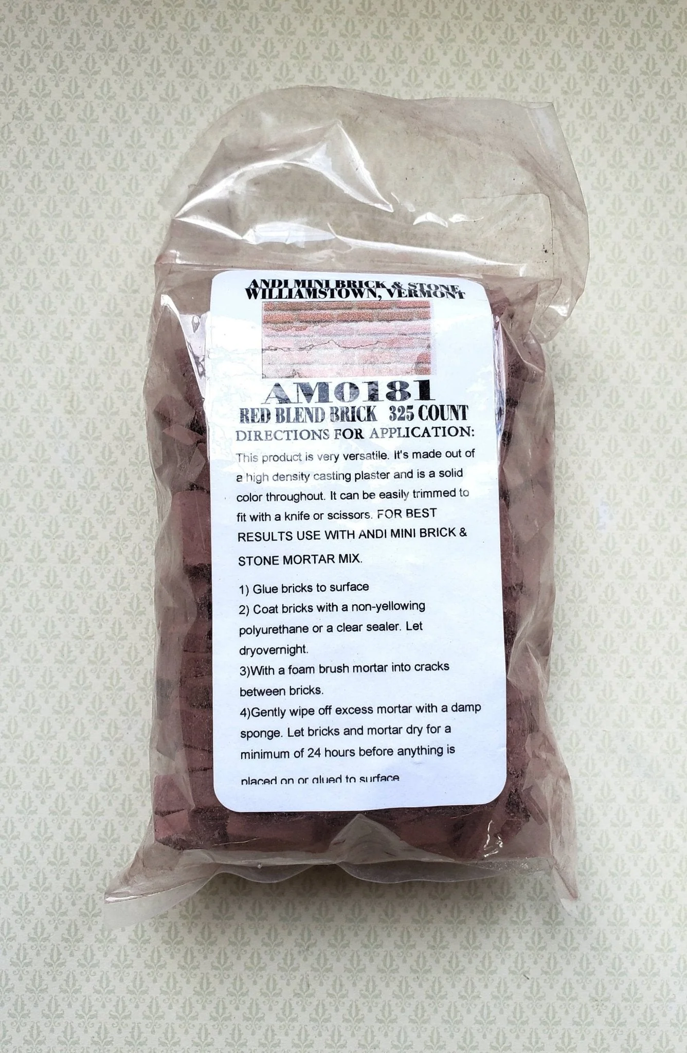 Dollhouse Miniature Bricks Red Brick Blend by Andi Mini Brick & Stone 1:12 Scale 325 Pieces - Image 2