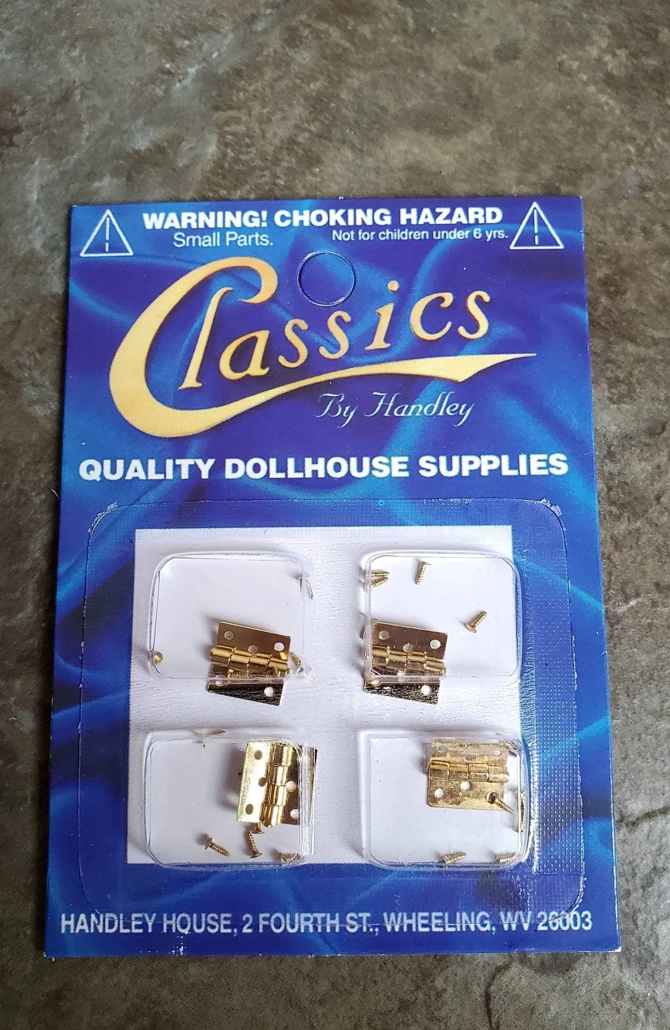 Dollhouse Miniature Butt Hinges Working x4 Brass Gold 1:12 Scale Includes Nails