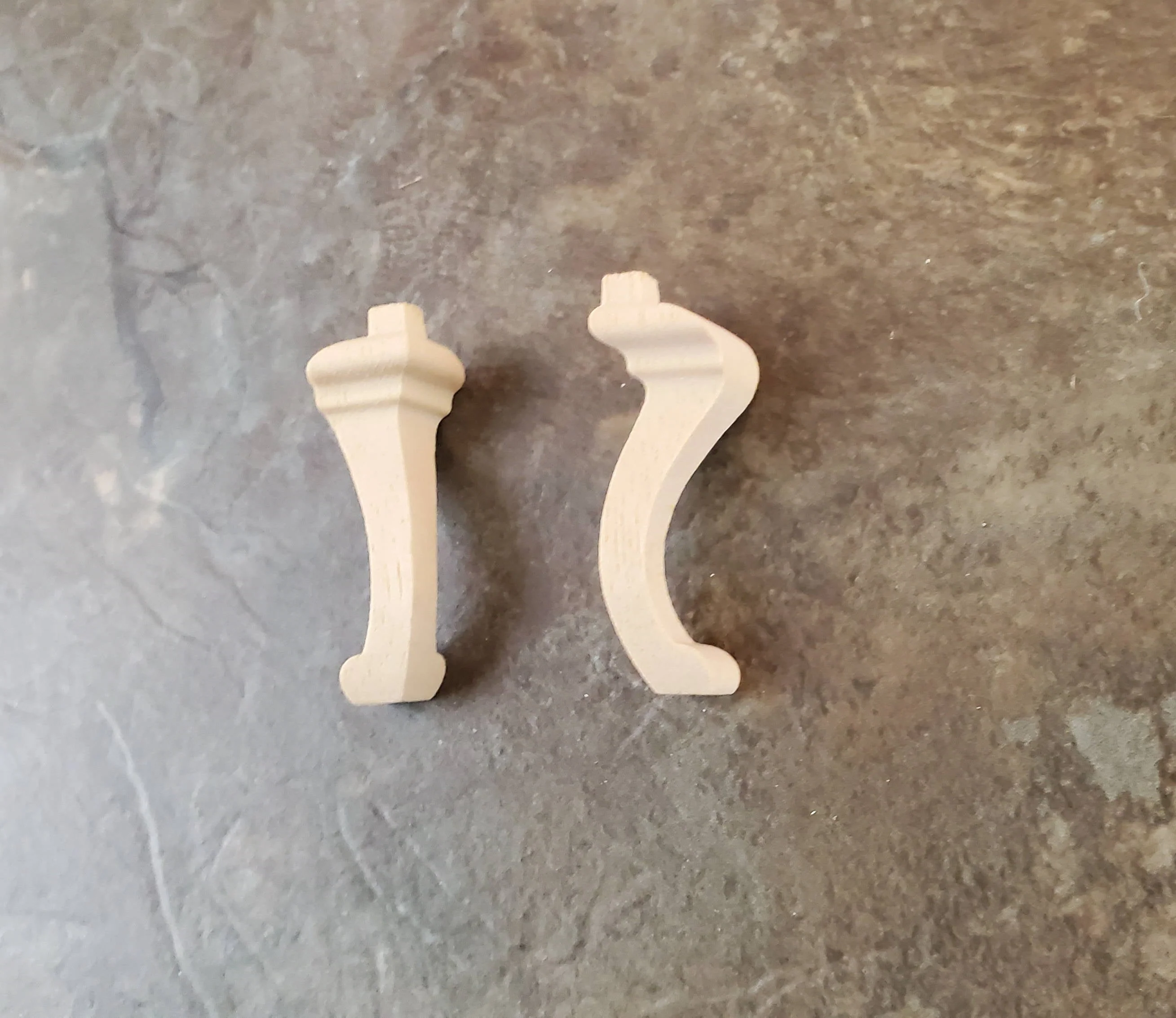 Dollhouse Miniature Cabriole Legs Large for Furniture Set of 2 Pieces 1 9/16"