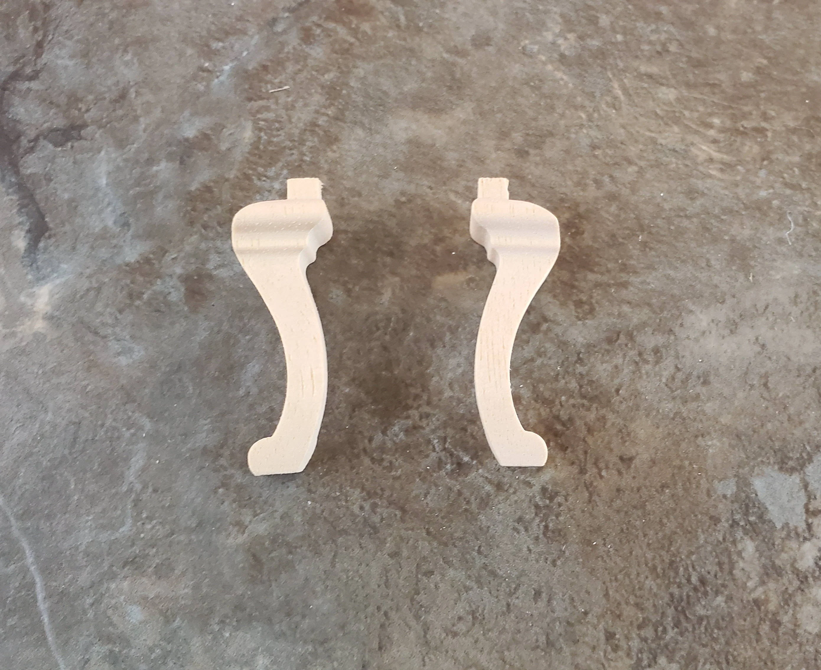 Dollhouse Miniature Cabriole Legs Large for Furniture Set of 2 Pieces 1 9/16" - Image 3