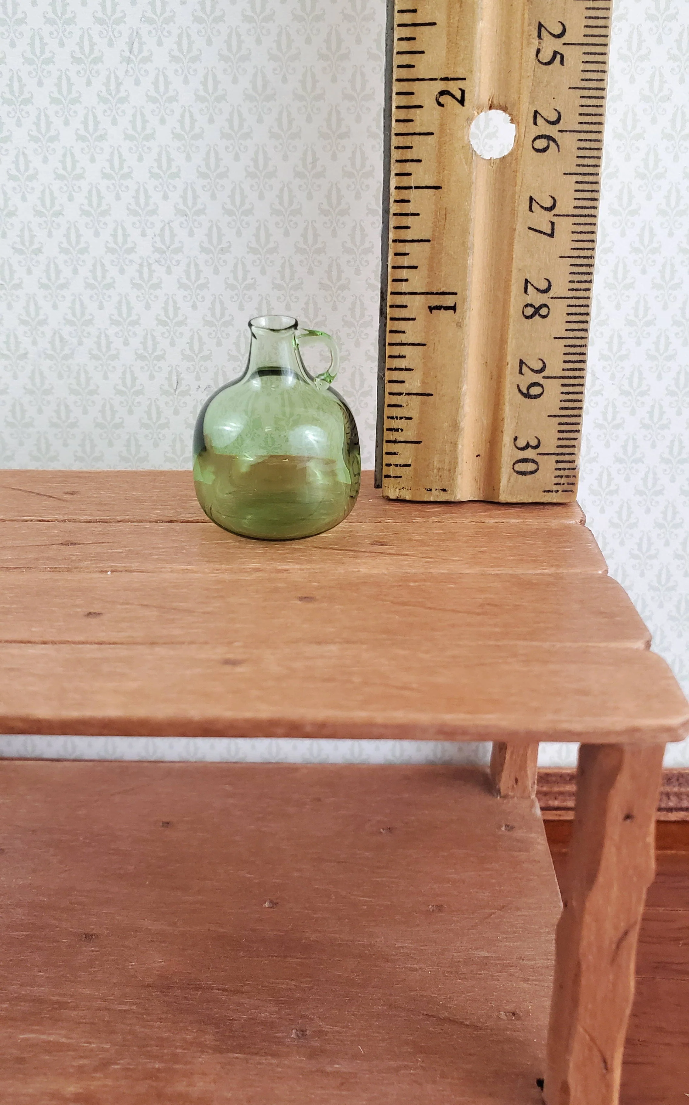 Dollhouse Miniature Carboy or Demijohn Green Glass Bottle with Handle 1:12 Scale - Image 2
