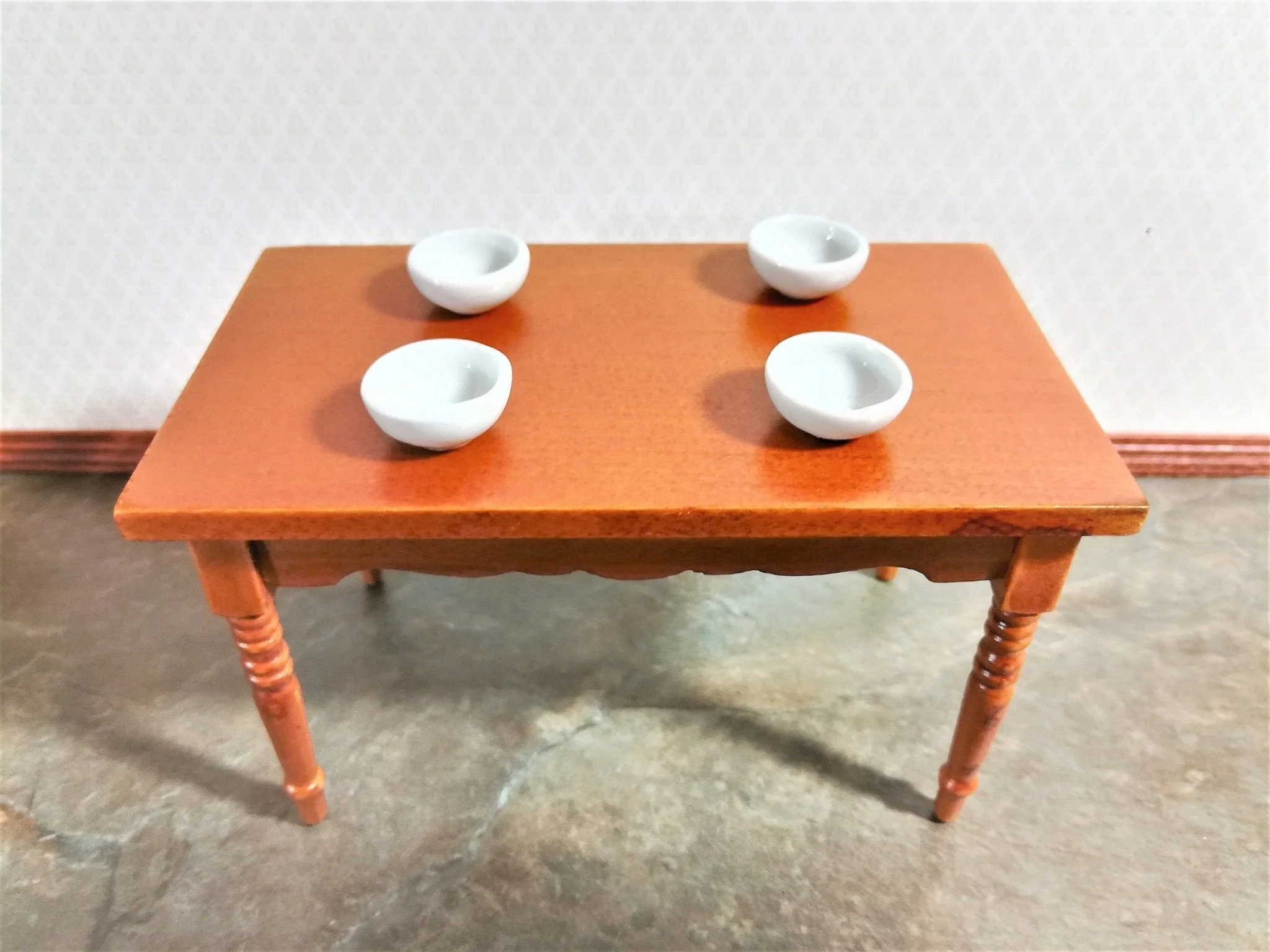 Dollhouse Miniature Ceramic Bowls x4 White Plain 1:12 Scale - Image 2