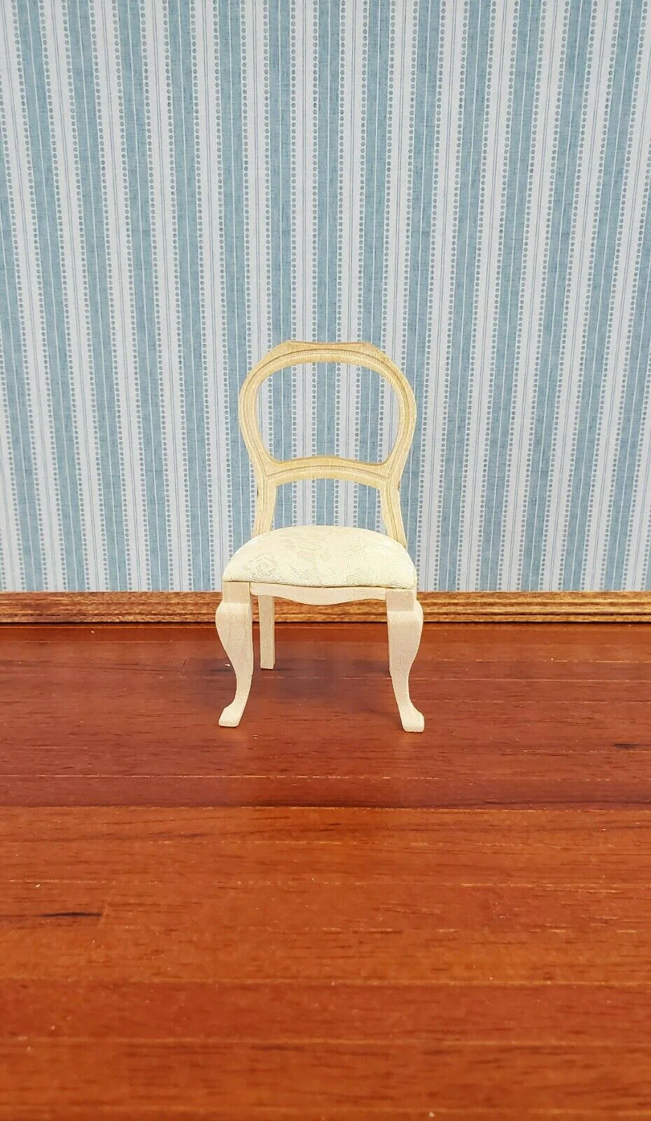 Dollhouse Miniature Chair Dining or Side Padded Seat Unpainted Wood 1:12 Scale - Image 2