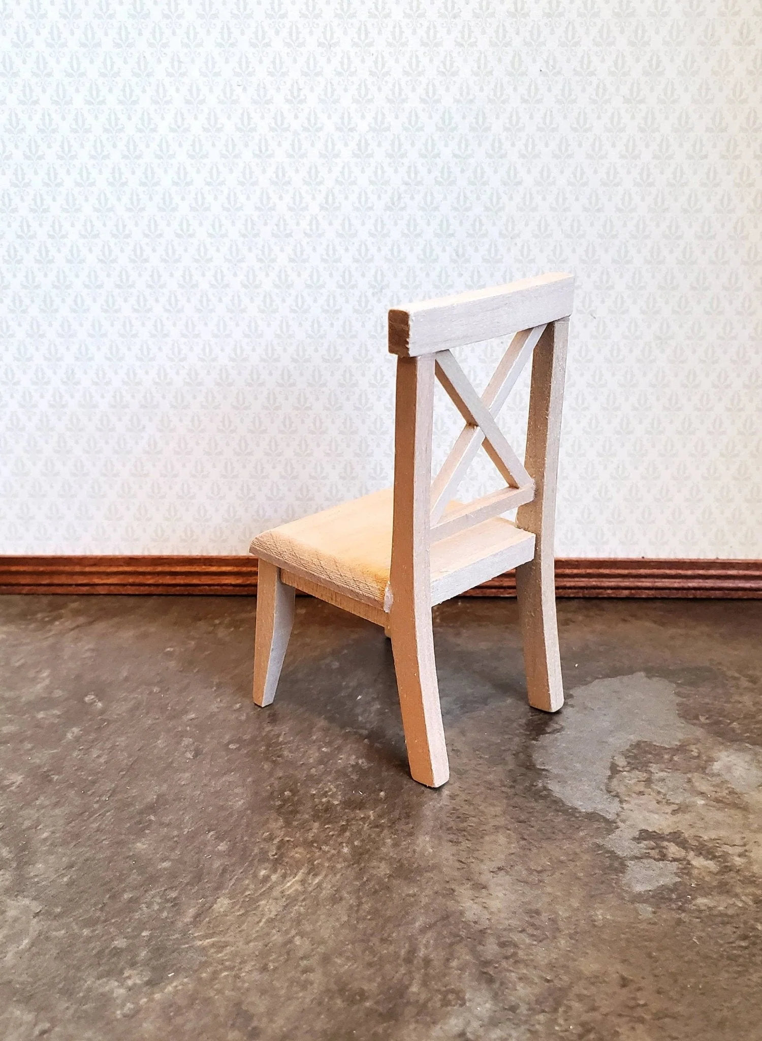 Dollhouse Miniature Chair Kitchen Dining Cross Buck Unfinished Wood 1:12 Scale - Image 3
