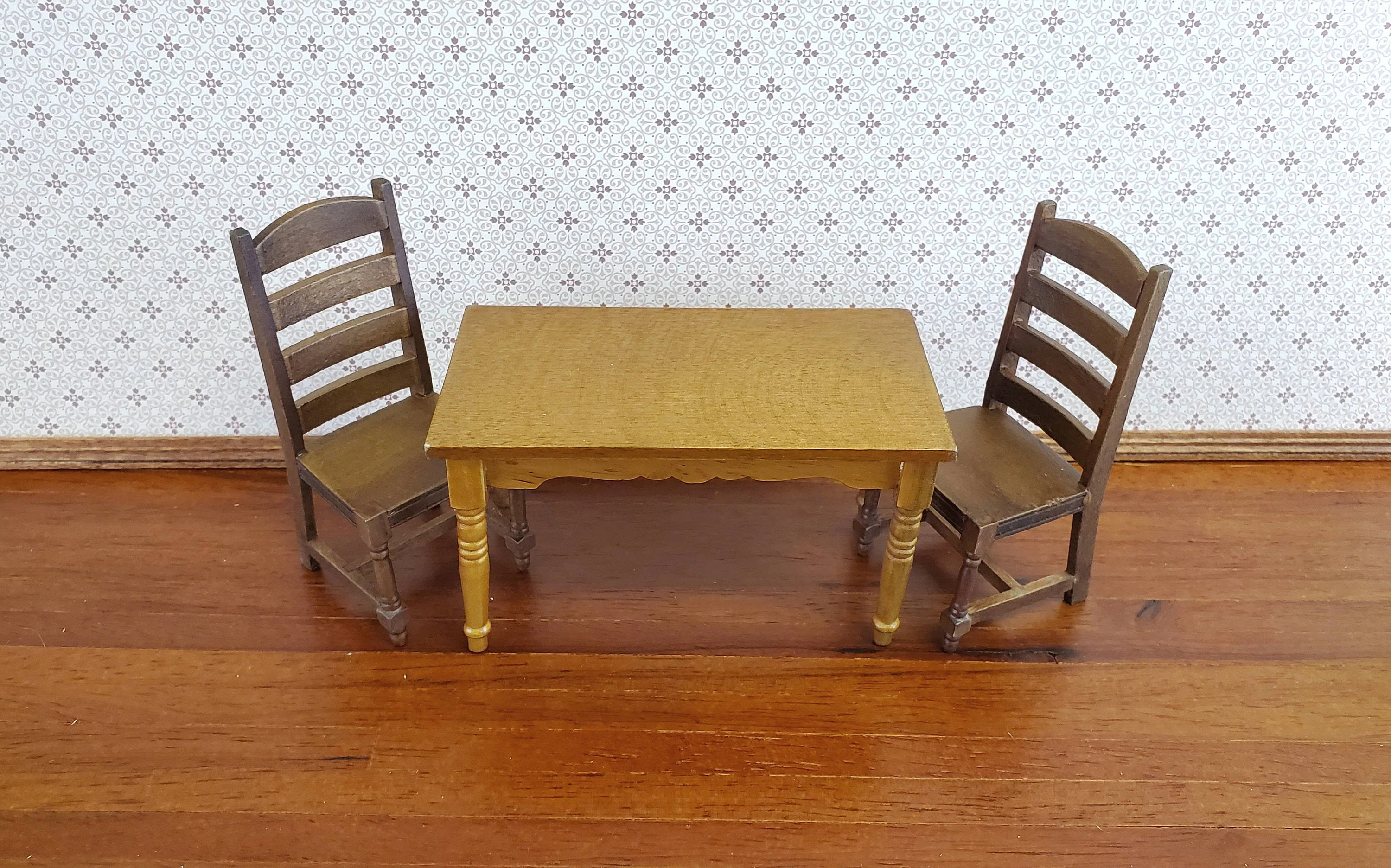 Dollhouse Miniature Chair Ladderback for Kitchen or Dining Room 1:12 Furniture Walnut Finish - Image 4
