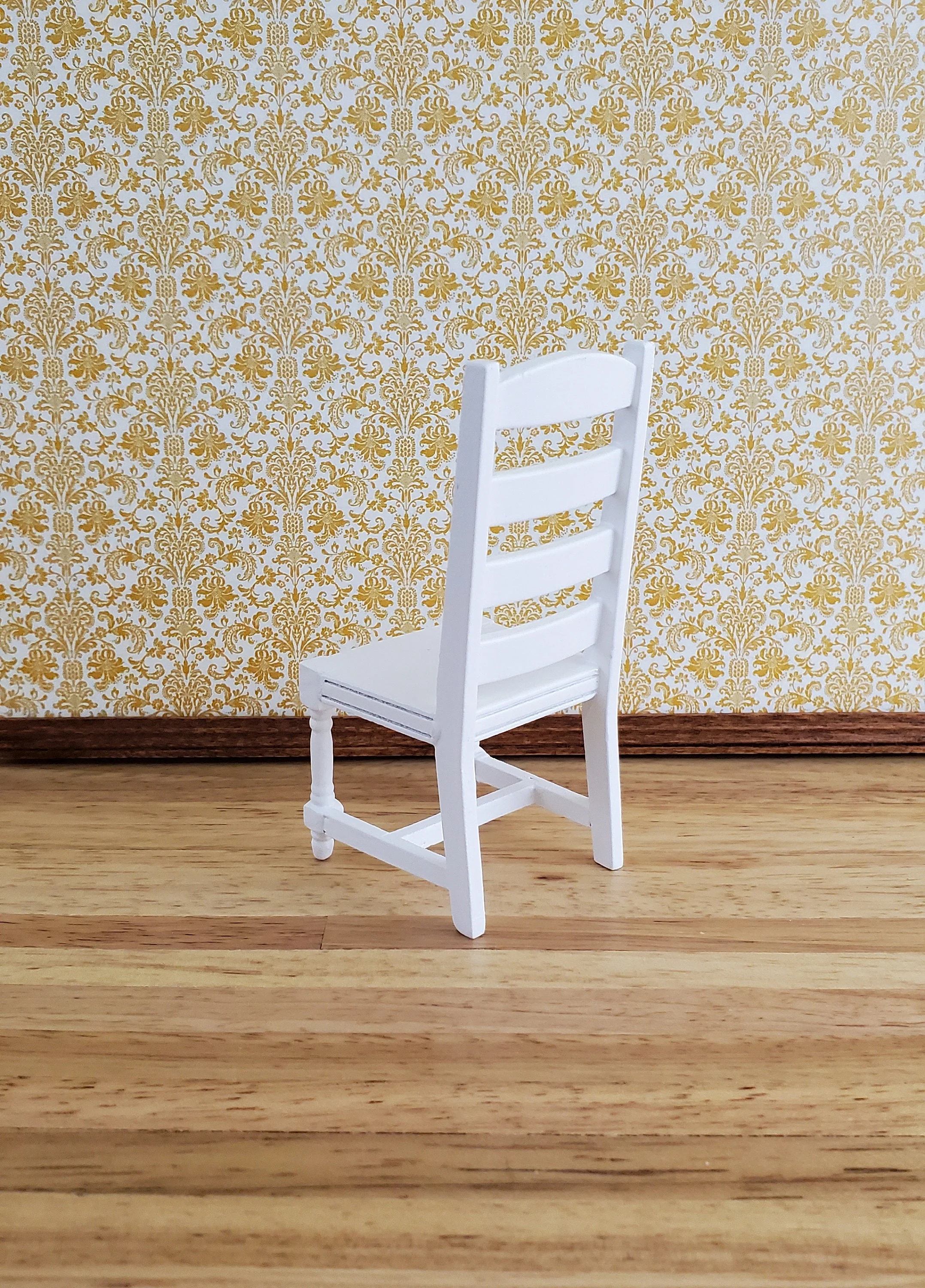 Dollhouse Miniature Chair Ladderback for Kitchen or Dining Room 1:12 Furniture White Finish - Image 2