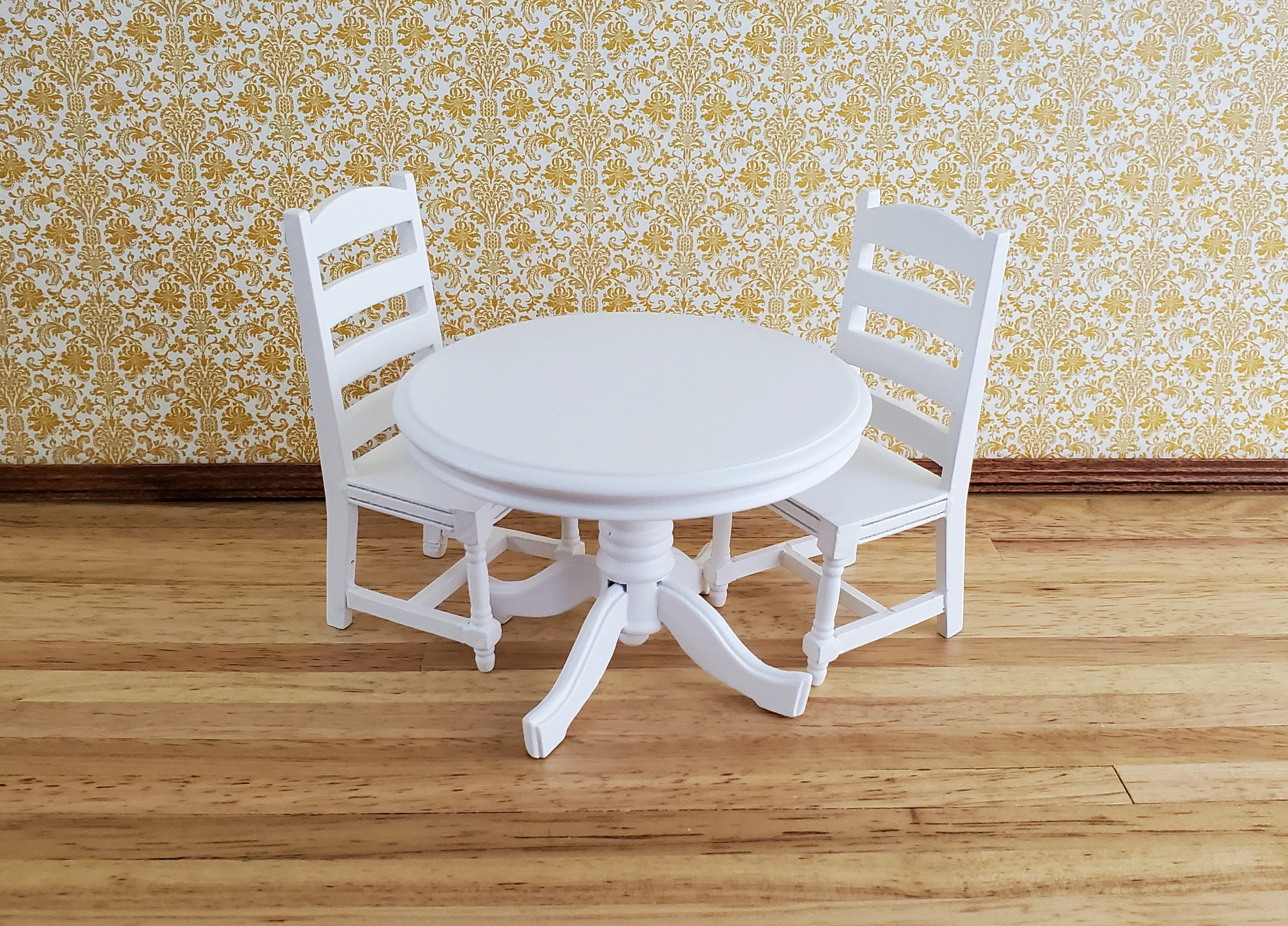 Dollhouse Miniature Chair Ladderback for Kitchen or Dining Room 1:12 Furniture White Finish - Image 3