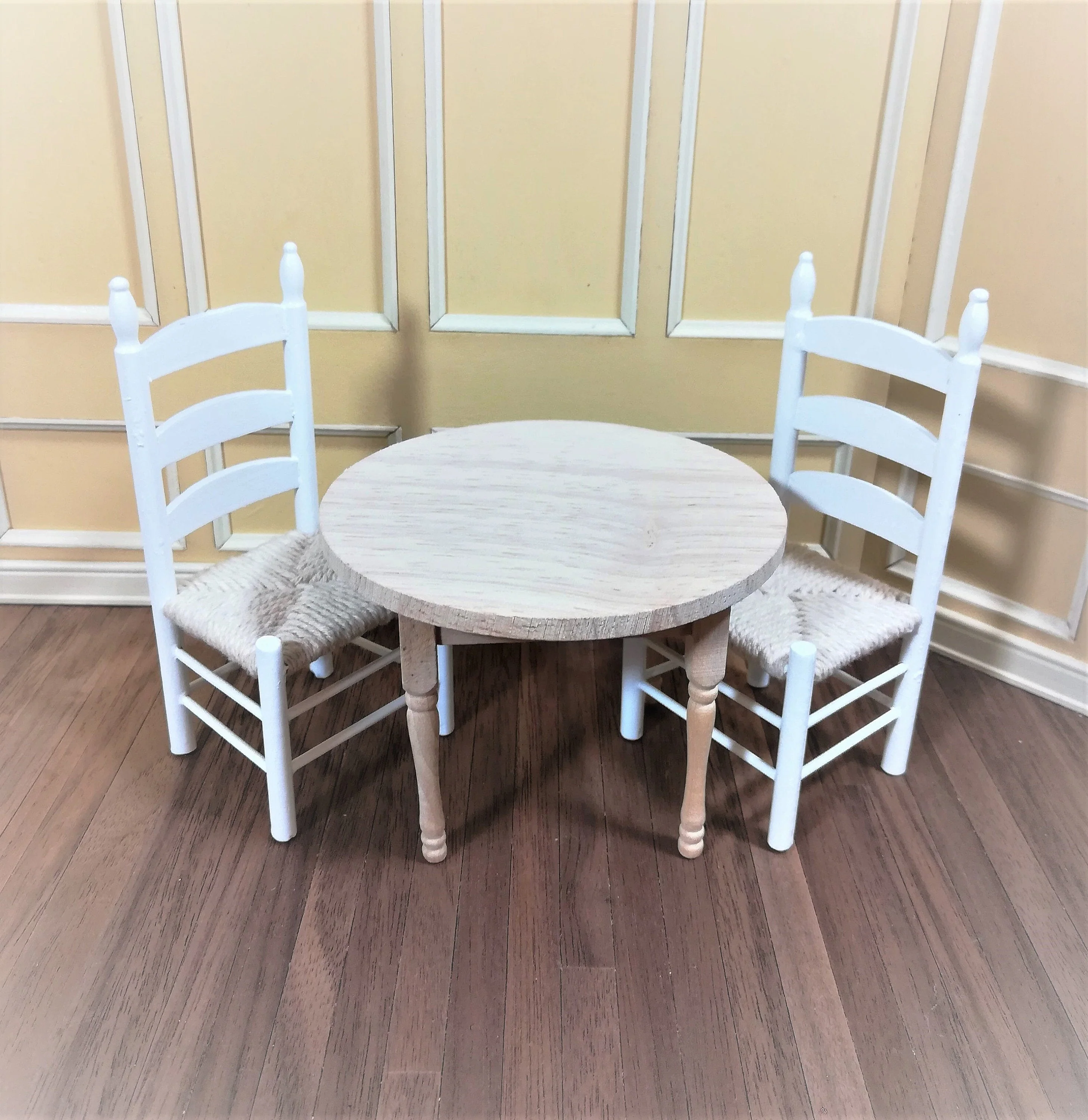 Dollhouse Miniature Chair Ladderback White with Rush Seat 1:12 Scale Furniture - Image 4