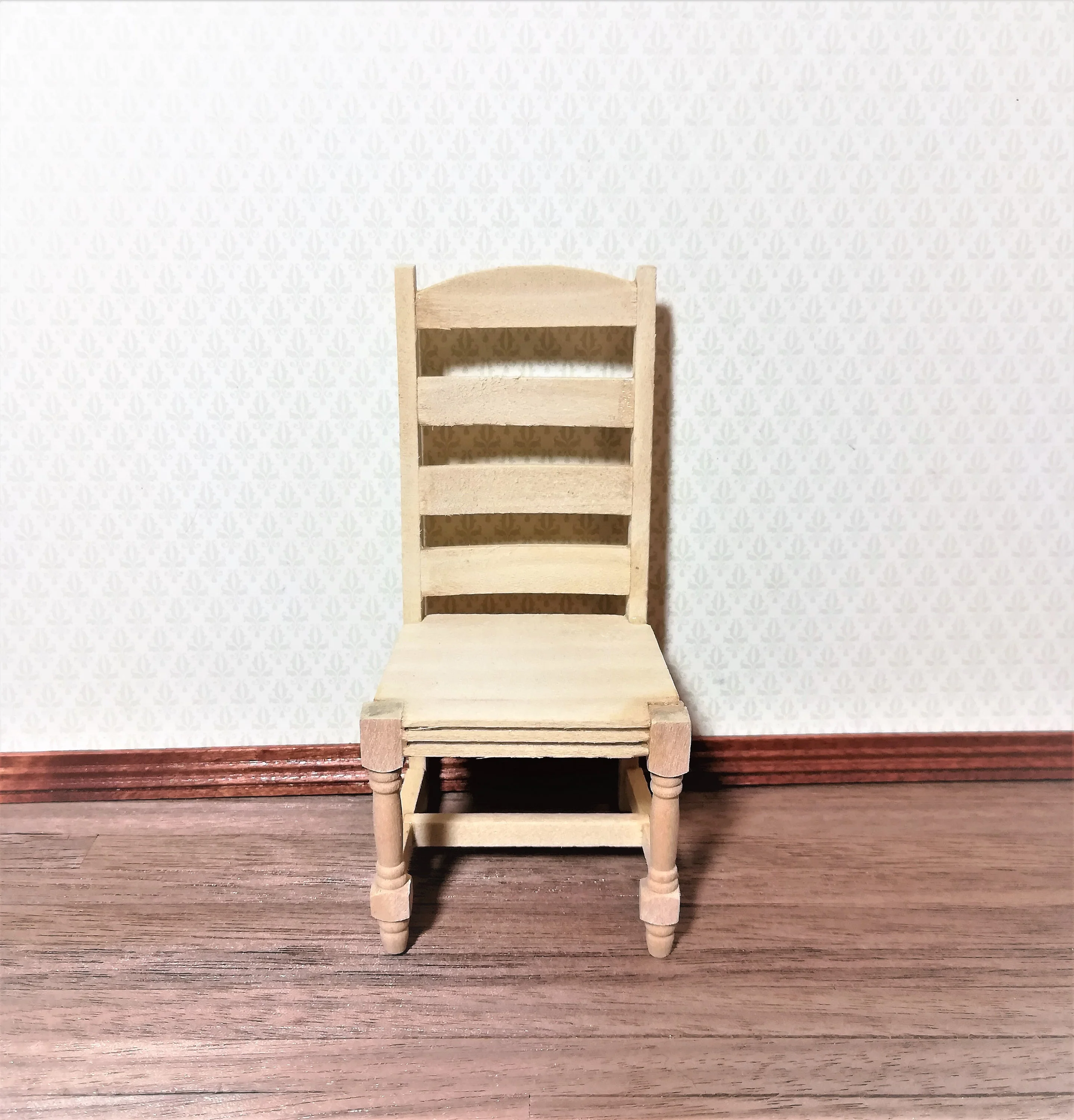 Dollhouse Miniature Chair Unpainted Ladderback for Kitchen or Dining Room 1:12